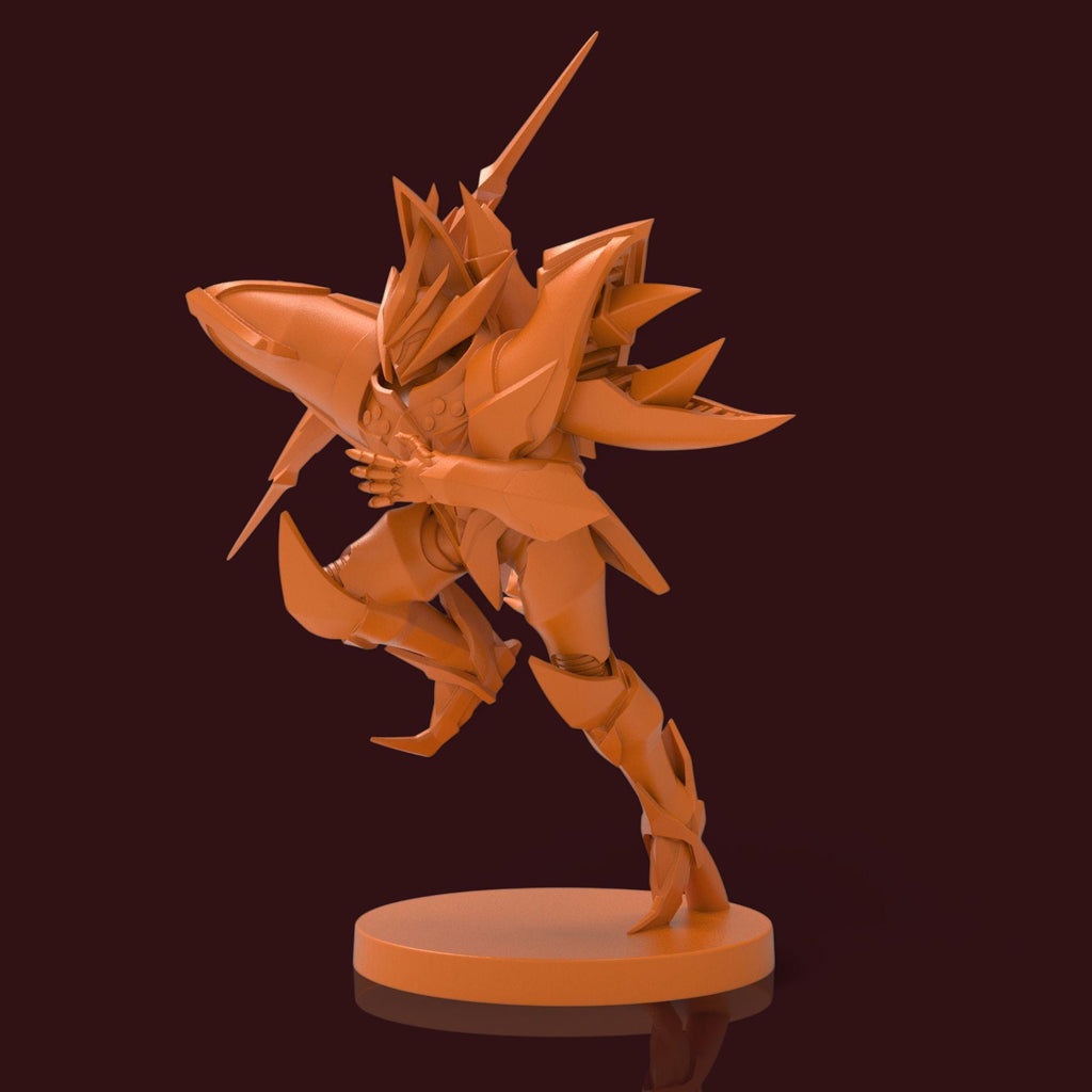 A futuristic warrior clad in angular high-tech armor, caught in mid-leap with blade-like limbs and menacing energy. Perfect for sci-fi fans, tabletop games, or mech-themed collections. A sleek and powerful presence for any display.