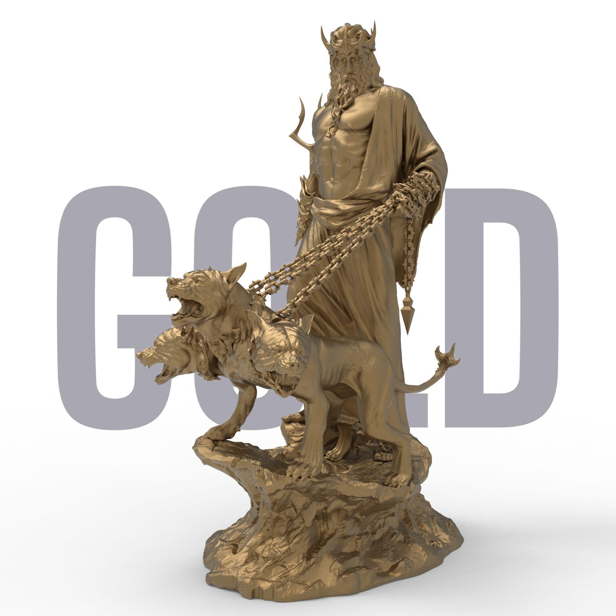 Bow before Hades, Lord of the Underworld, accompanied by the fearsome three-headed Cerberus. This powerful statue captures the might and mystery of Greek mythology—ideal for fantasy collectors and tabletop realms alike.