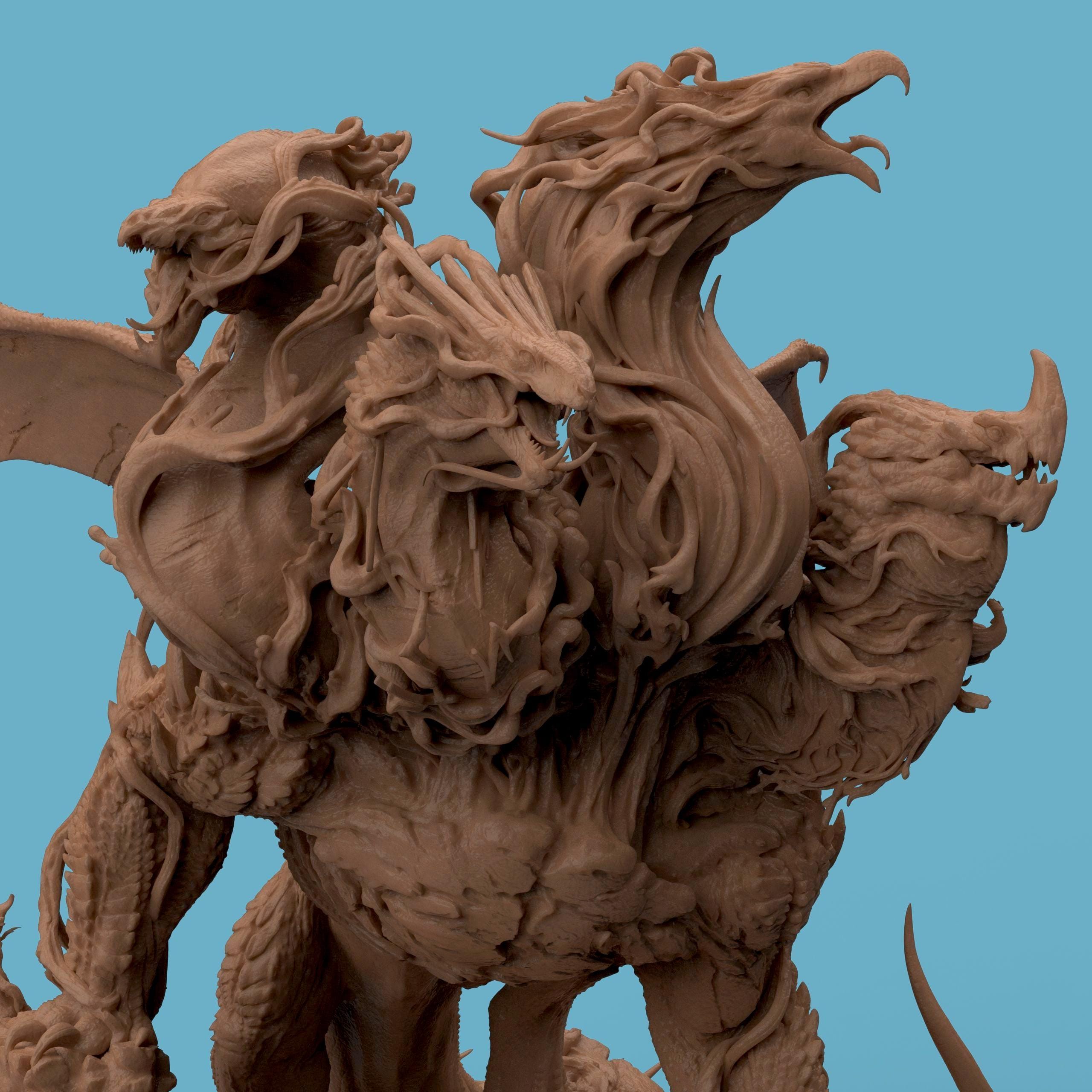 3D-printed Elemental Dragon miniature featuring an intricately sculpted dragon emerging from swirling organic roots and elemental textures. The creature combines stone-like scales, flowing tendrils, and powerful wings, embodying the fusion of nature and elemental power — a striking fantasy collectible for dragon enthusiasts and tabletop gamers.
