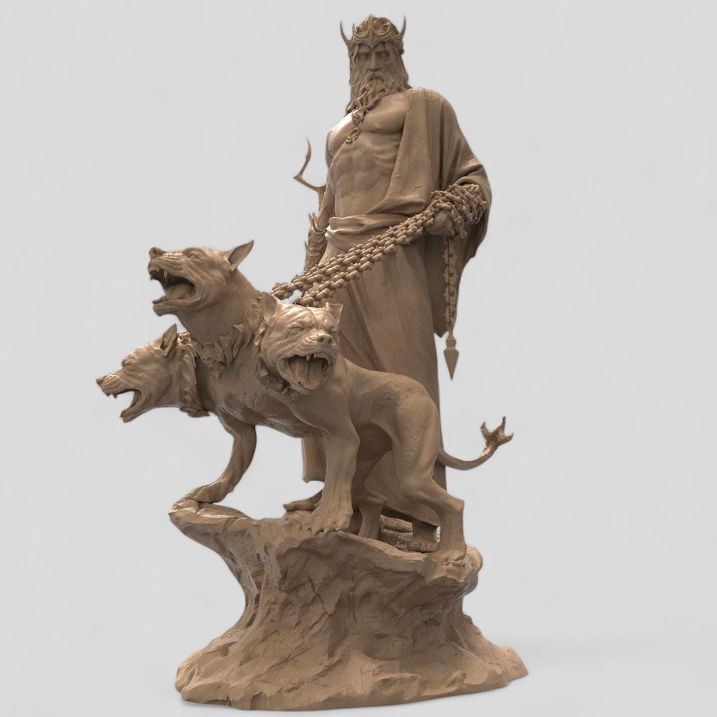 Bow before Hades, Lord of the Underworld, accompanied by the fearsome three-headed Cerberus. This powerful statue captures the might and mystery of Greek mythology—ideal for fantasy collectors and tabletop realms alike.