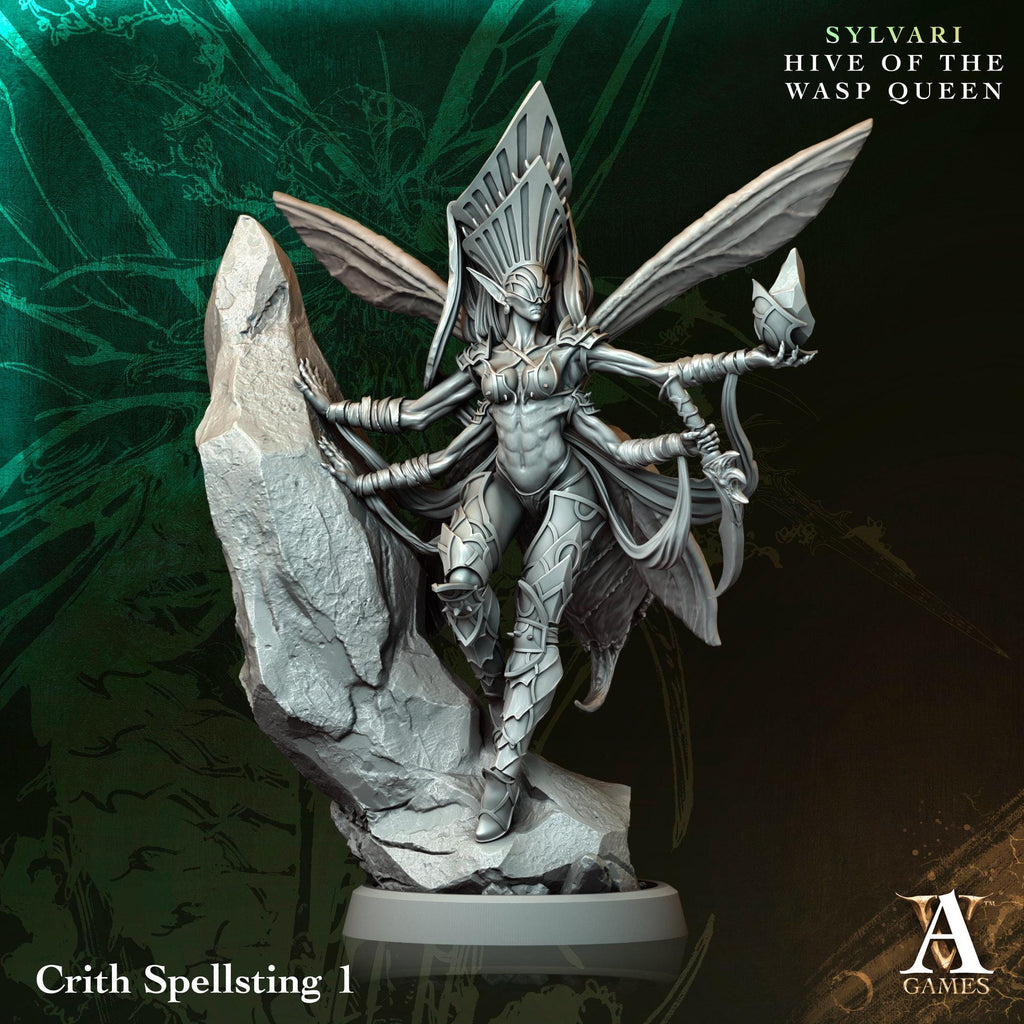 Commanding the swarm with elegance and menace, Crith Spellsting—the Wasp Queen’s deadly emissary—rises in a powerful stance. Adorned in spiked armor and wielding a jagged staff, she embodies the deadly grace of the Sylvari. Perfect for collectors and fantasy lovers, this 3D-printed sculpture captures her in full battle-ready glory, with two variant poses to showcase her sting.