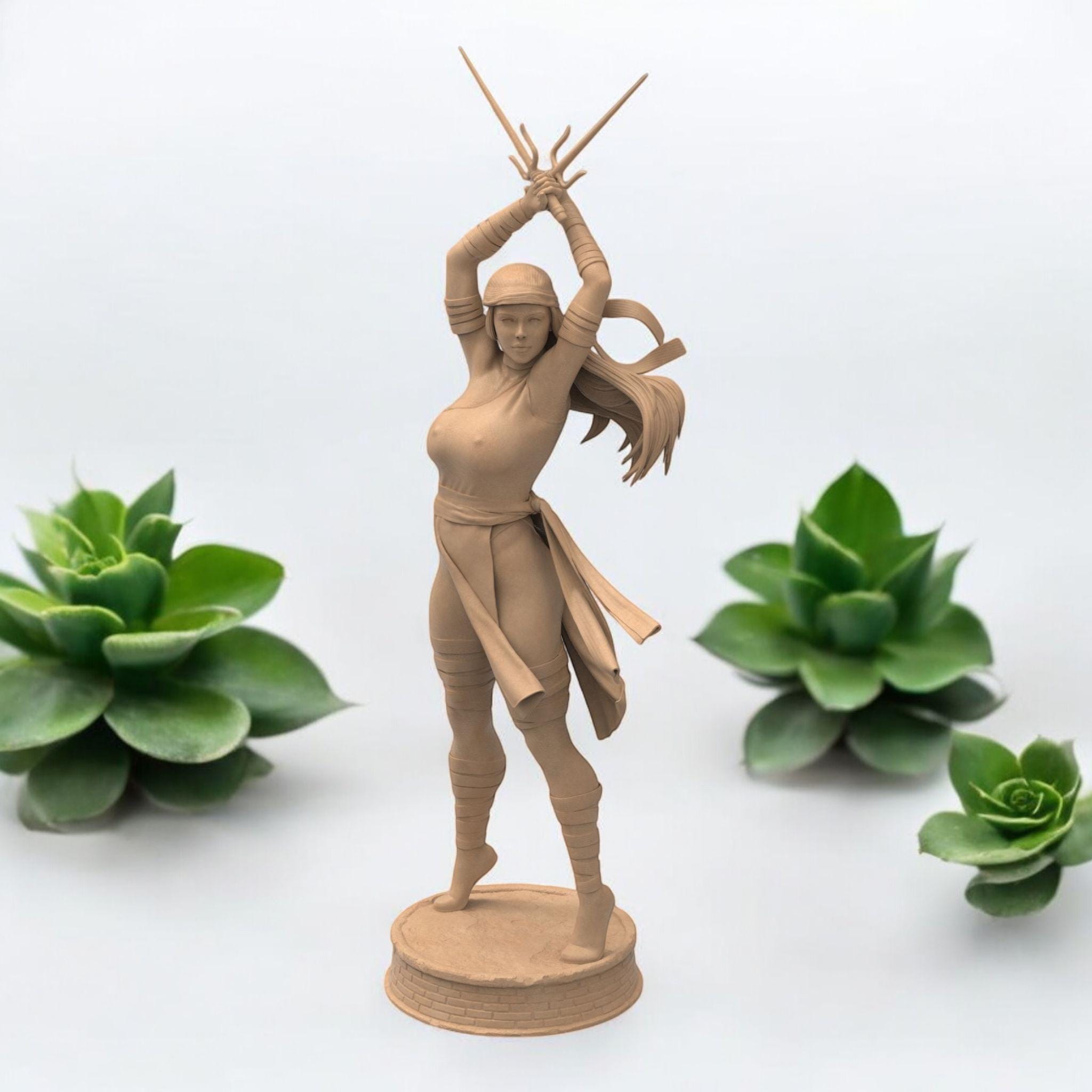 Elektra strikes a fierce pose, dual blades drawn and ready. With flowing garments and a deadly stance, she embodies precision and power. A perfect blend of elegance and lethality, this miniature captures the spirit of a skilled warrior in motion.
