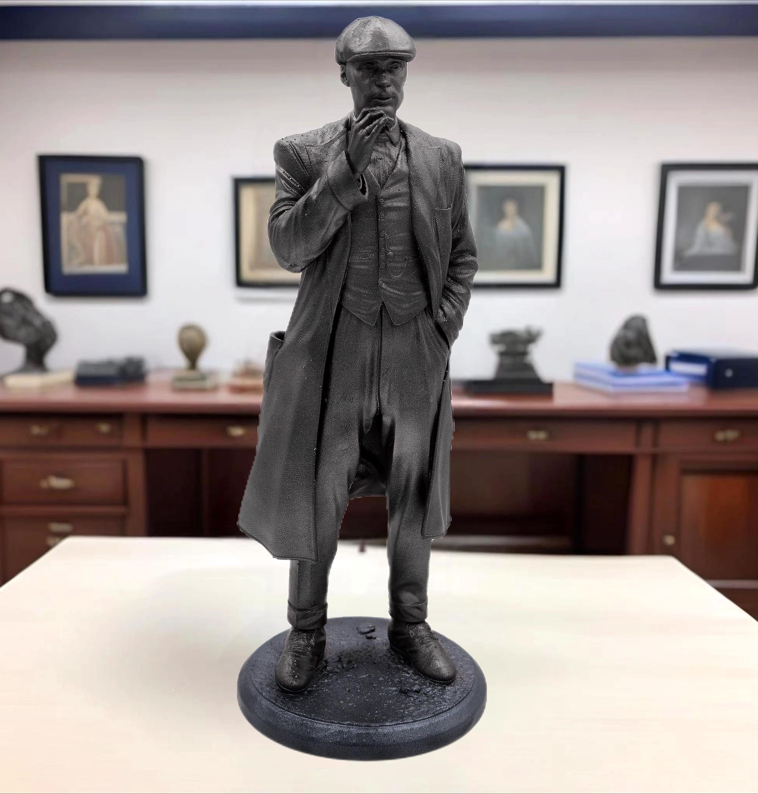 Statue of Thomas Shelby from Peaky Blinders, depicted in a sharp suit and flat cap, exuding his iconic charisma and commanding presence.
