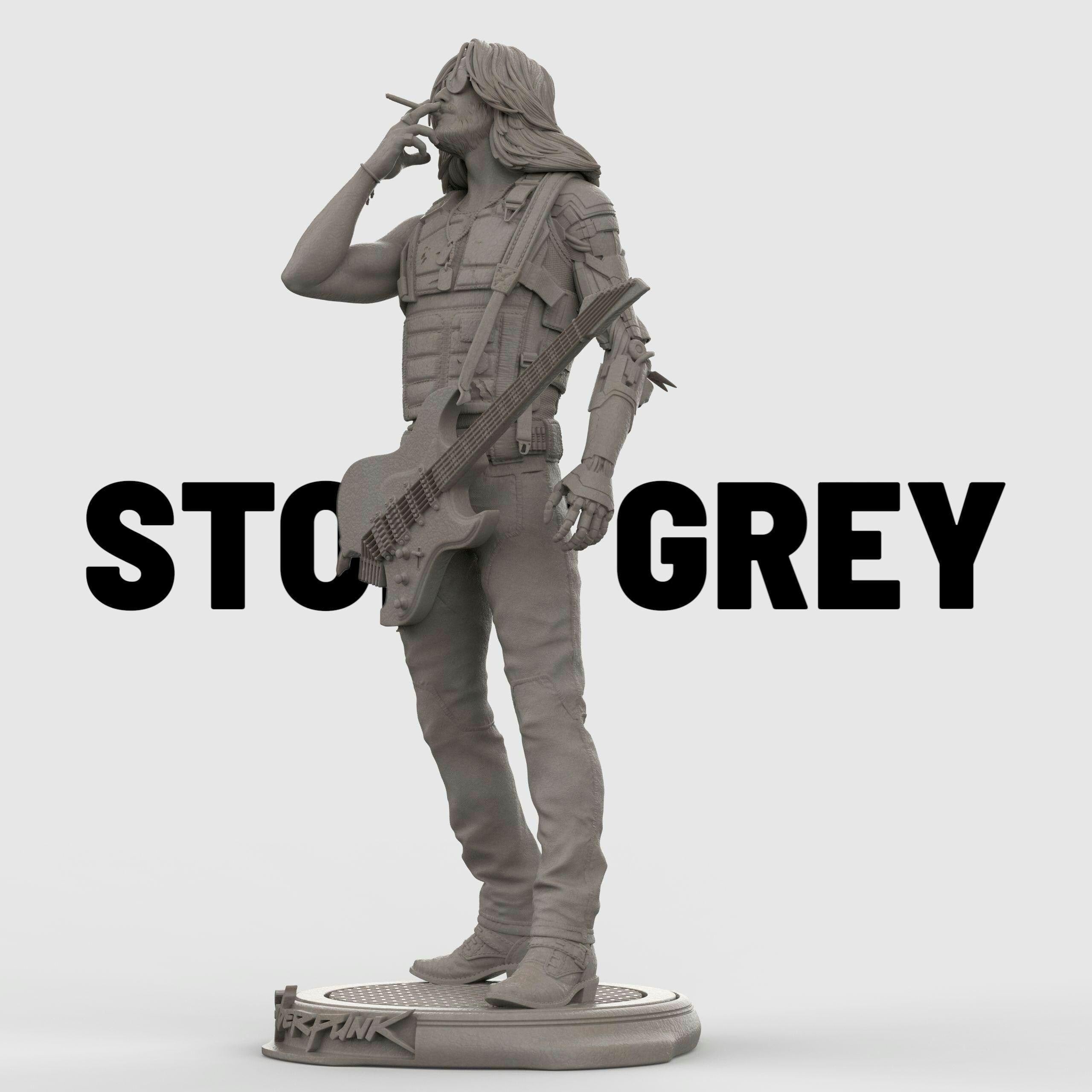 Johnny Figurine Statue: Cyberpunk Rocker with Guitar | Various Sizes & Finishes