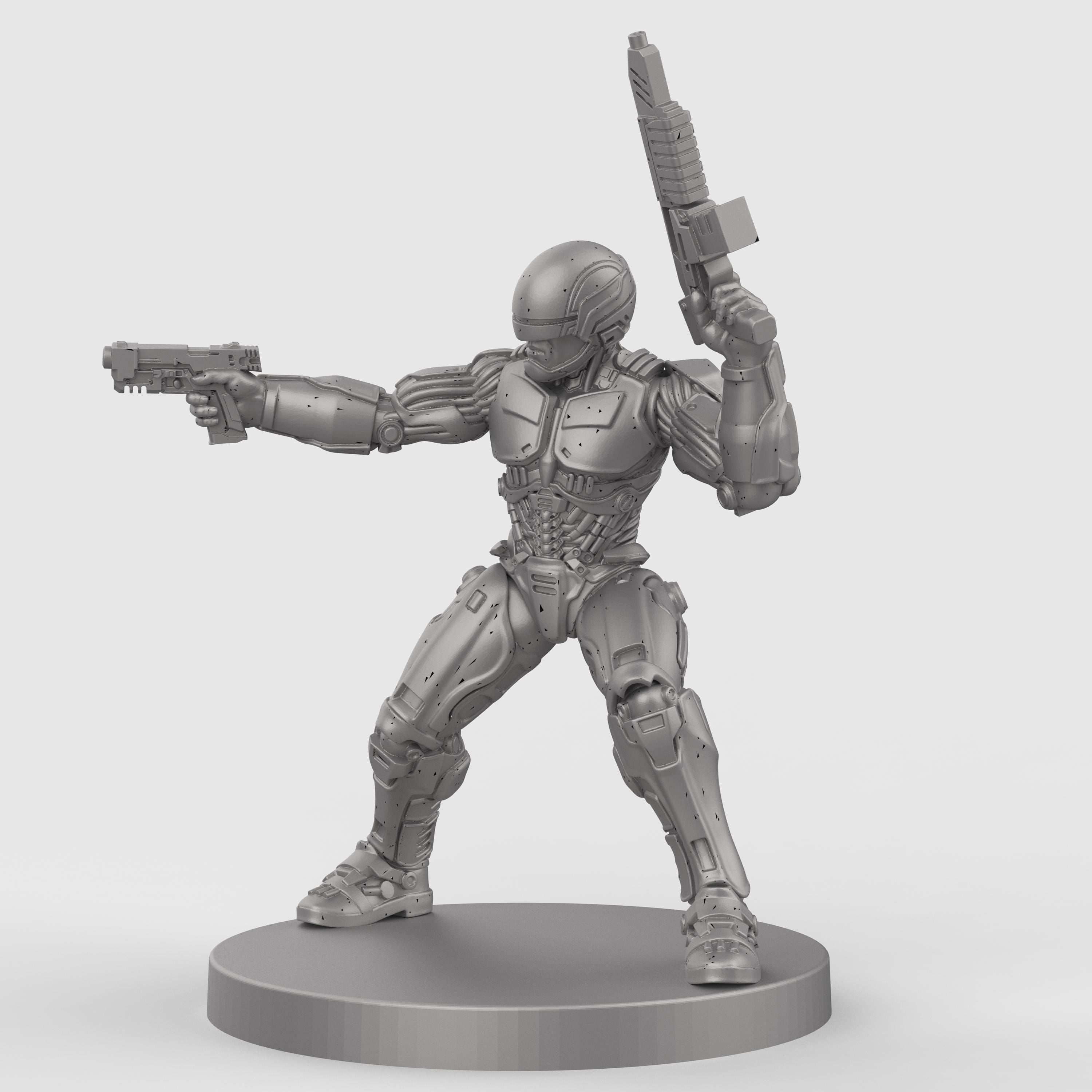 Cop Robo miniature figurine armed robot police statue futuristic sci-fi law enforcer cyberpunk resin model collectible tabletop game accessory.