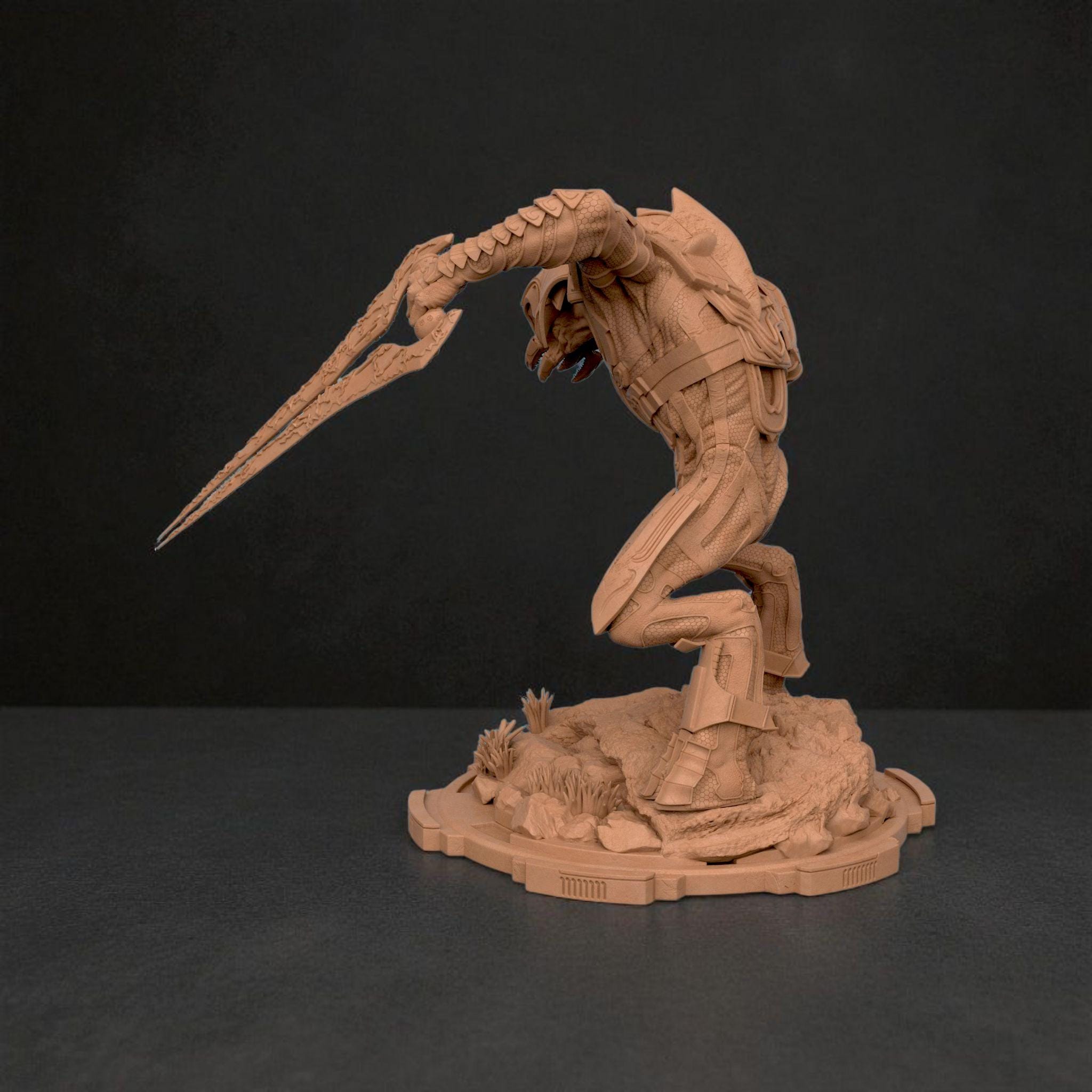 Arbiter Elite Figurine: Detailed Warrior with Twin Plasma Blades | Various Sizes & Finishes