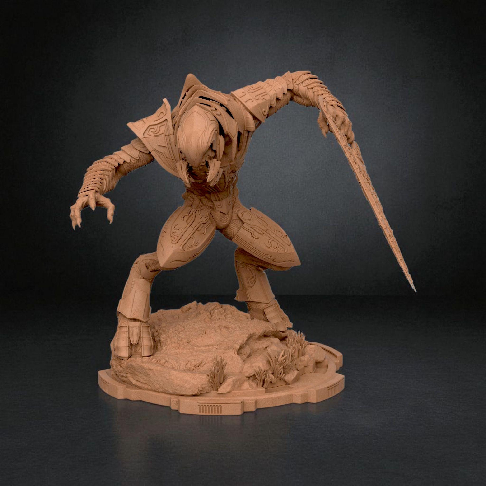 Arbiter Elite Figurine: Detailed Warrior with Twin Plasma Blades | Various Sizes & Finishes