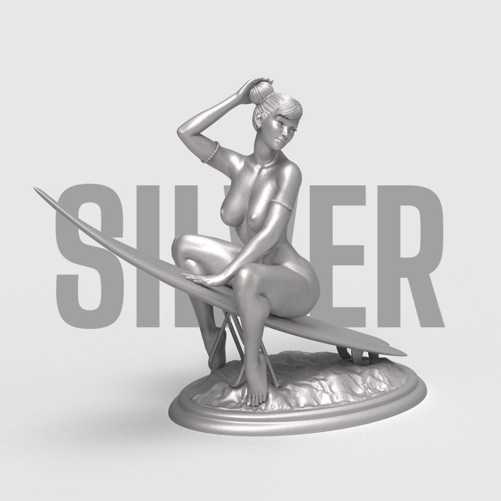 Beachside Beauty captures the carefree spirit of summer in a stunning 3D sculpture. Featuring a confident woman perched on her surfboard, this piece radiates sun-soaked charm and vintage pin-up appeal—perfect for coastal decor or collector displays.