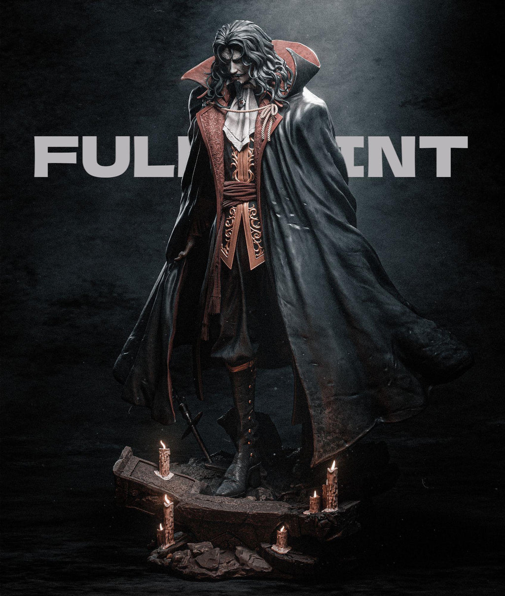 Commanding and sinister, our Dracula sculpture channels the dark majesty of the legendary vampire lord. Cloaked in regal armor and standing amid shattered ruins, this hand-painted or unpainted piece is perfect for gothic collectors and fantasy lovers.