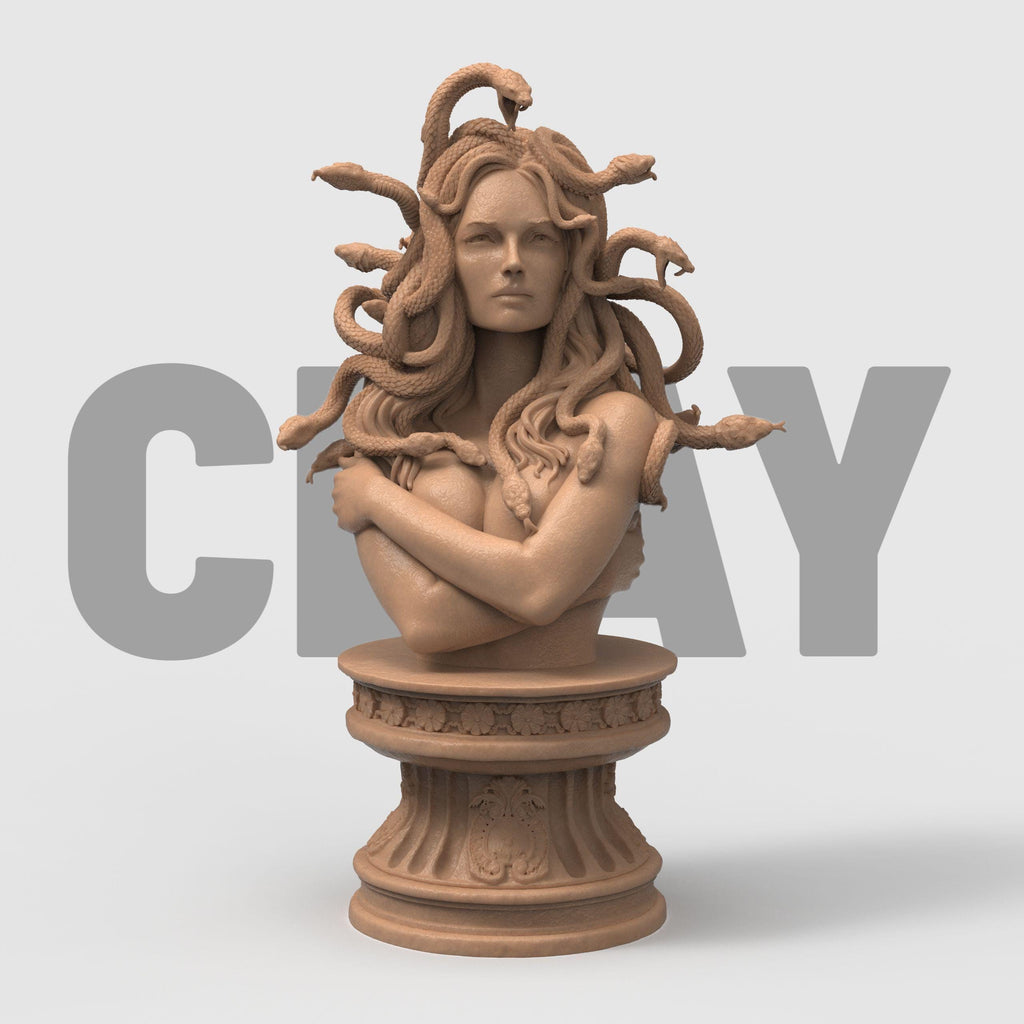 Medusa bust sculpture snake hair mythological woman detailed resin statue Greek mythology decor fantasy tabletop collectible