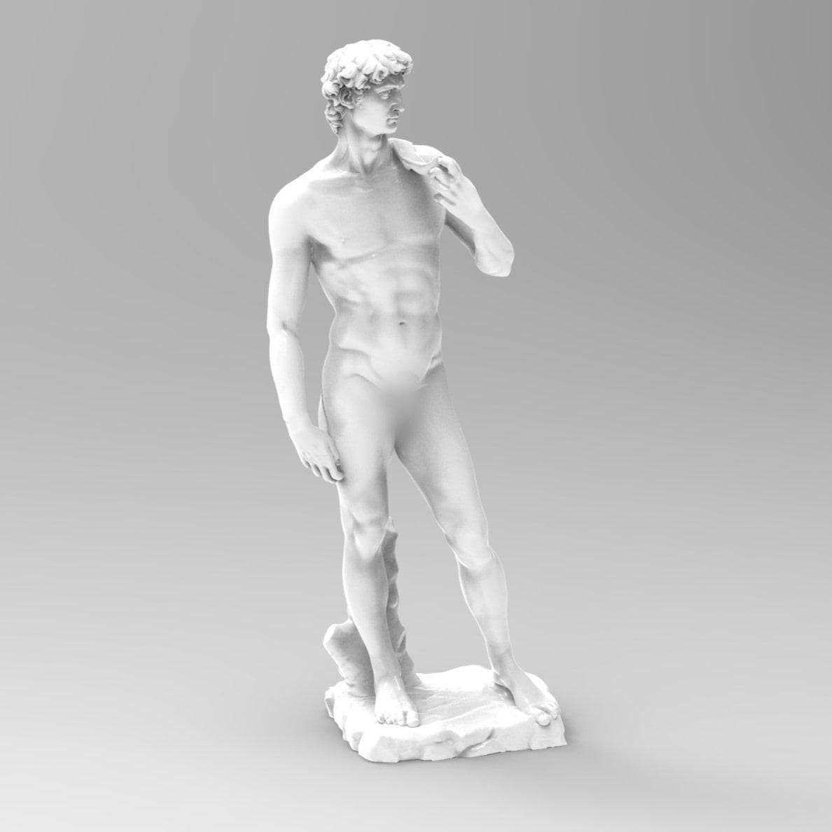 Detailed statuette of Michelangelo David, capturing the Renaissance masterpiece’s iconic pose and intricate anatomy. A timeless representation of classical art and human beauty.