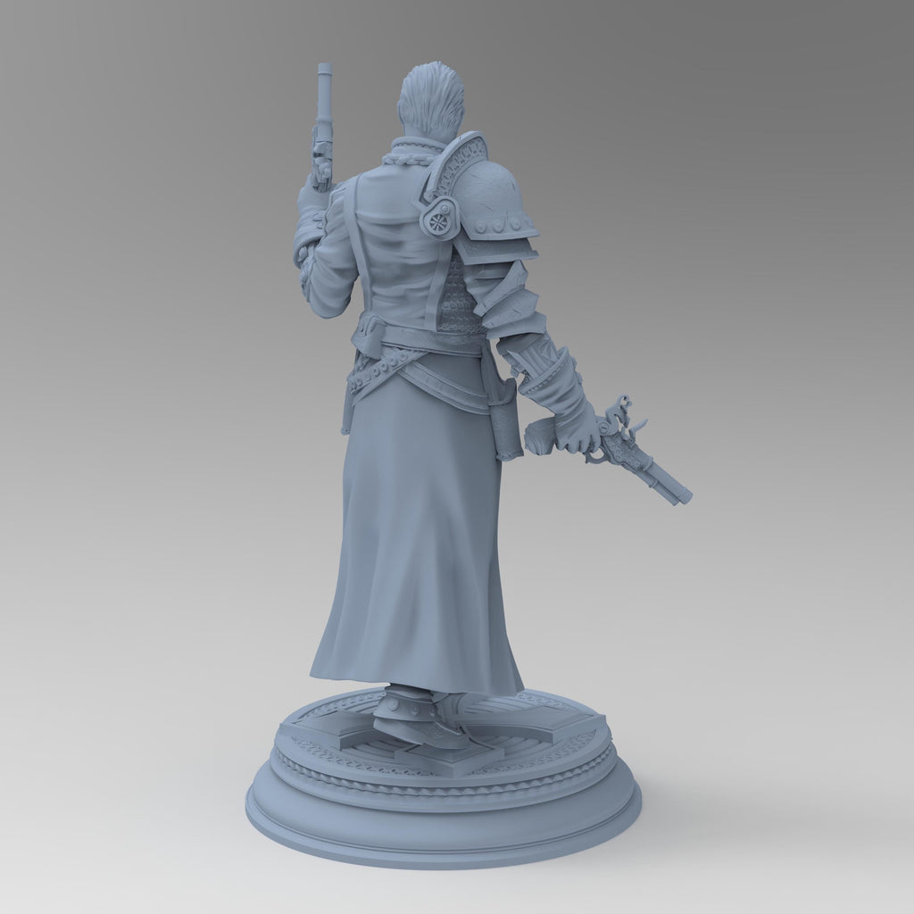 Stoic and battle-worn, Father McKinley stands with dual flintlock pistols and a righteous glare. Adorned in detailed layered armor and a long flowing coat, this miniature captures a holy gunslinger ready to purge evil with fire and faith.