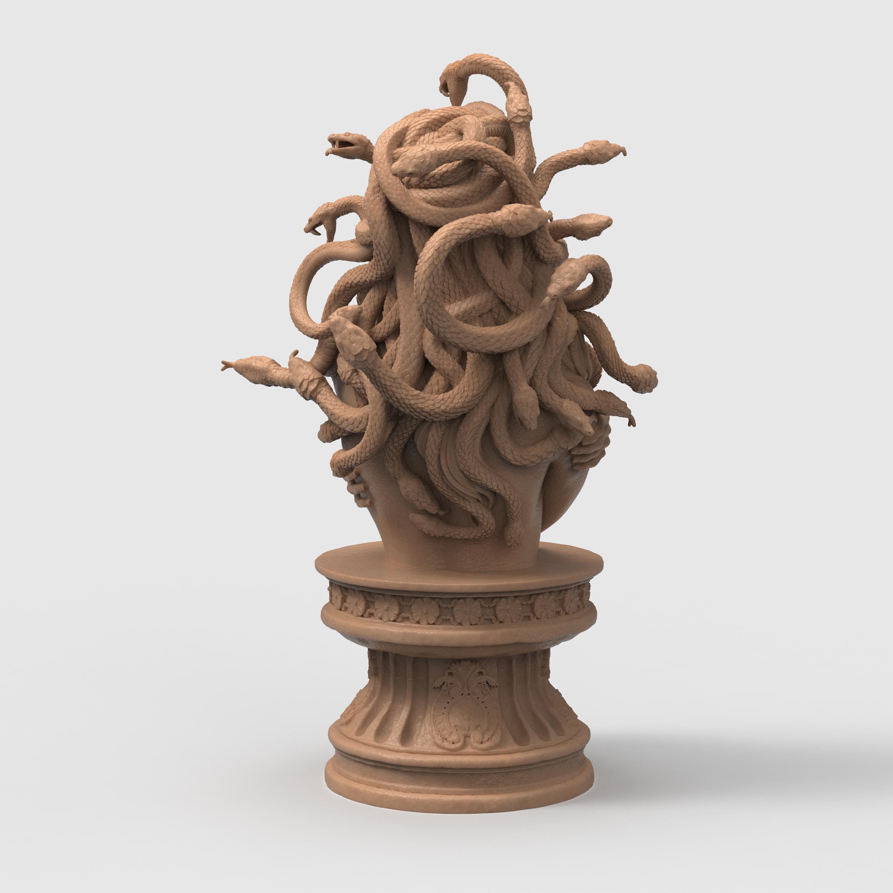 Medusa bust sculpture snake hair mythological woman detailed resin statue Greek mythology decor fantasy tabletop collectible