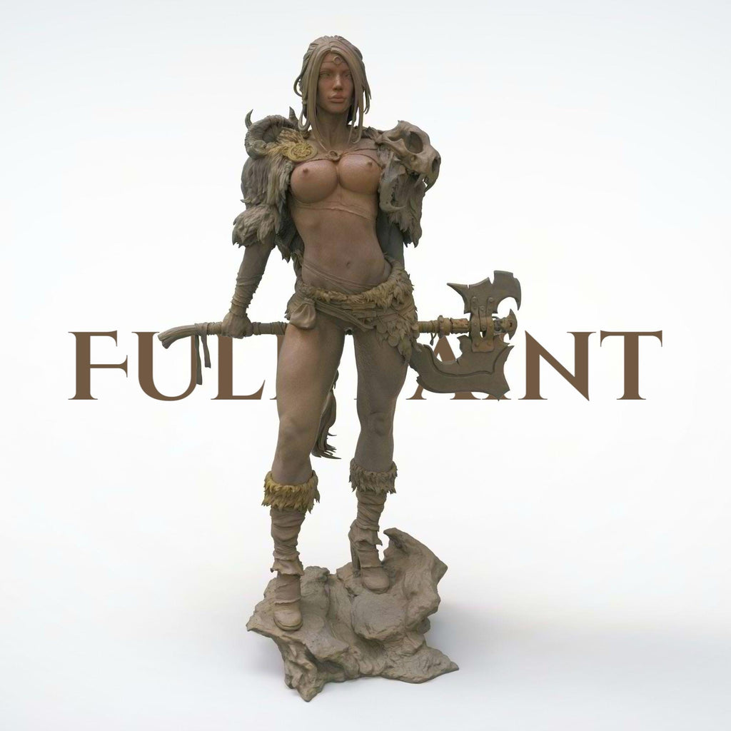 Embodying raw power and primal grace, Seraphyne the Untamed commands attention with every detail—from her battle-worn axe to the feral beauty of her fur-lined armor. A fierce guardian of nature and freedom, sculpted to stand tall in any collection.