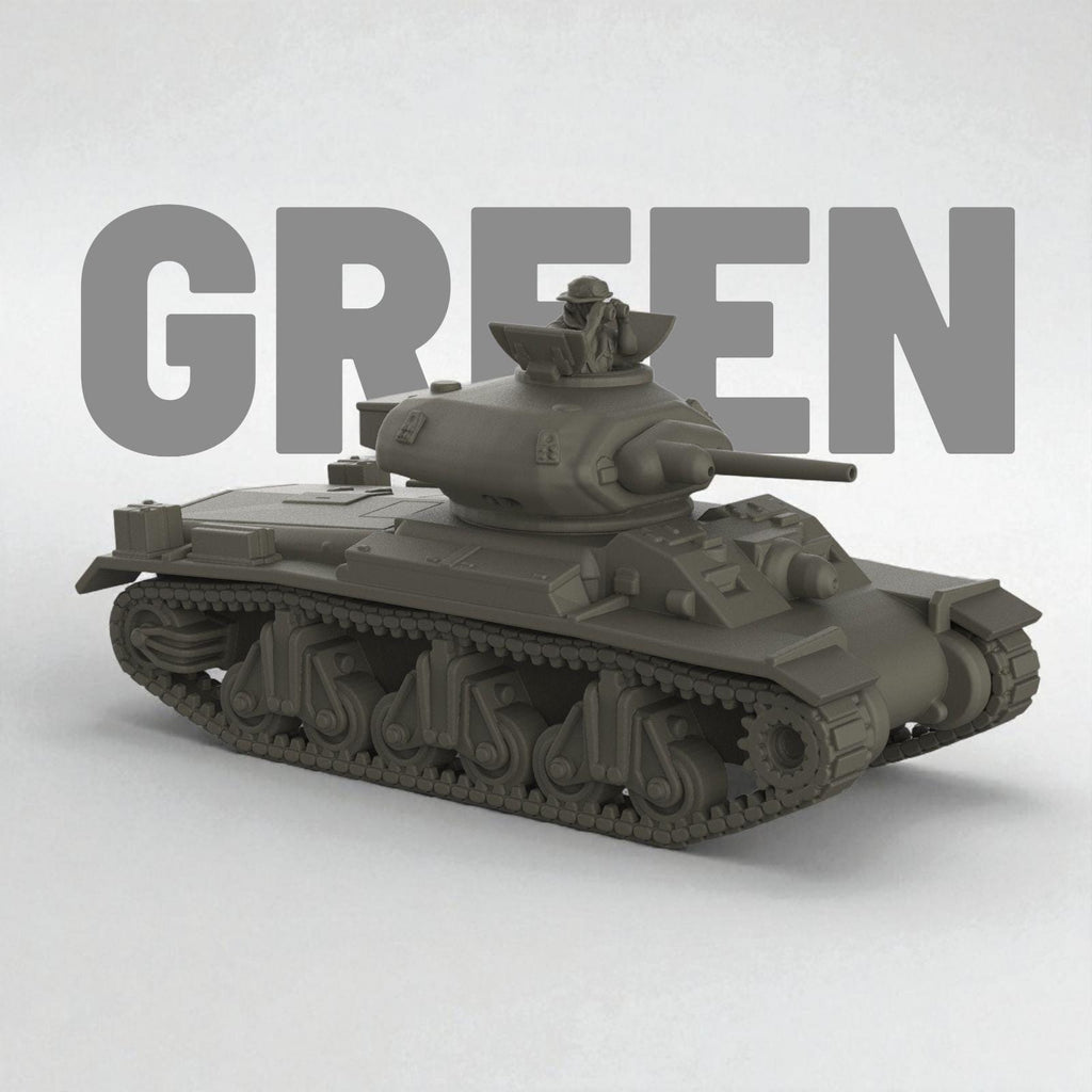 3D model of the Sentinel AC1 tank, featuring rounded turret with mounted gunner figure, smooth armored hull, and distinctive suspension with four large bogies per side, shown in metallic silver finish.