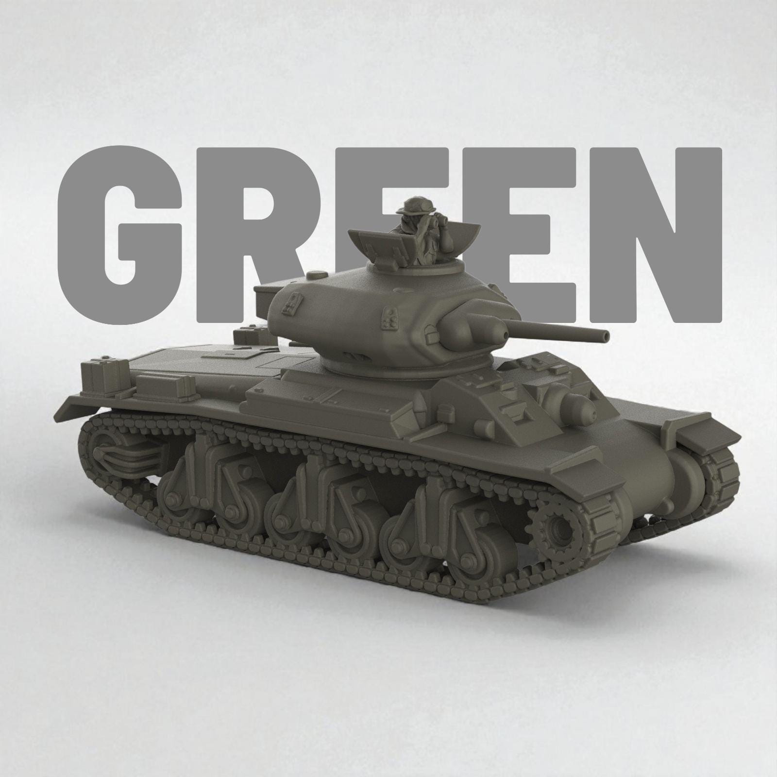 3D model of the Sentinel AC1 tank, featuring rounded turret with mounted gunner figure, smooth armored hull, and distinctive suspension with four large bogies per side, shown in metallic silver finish.