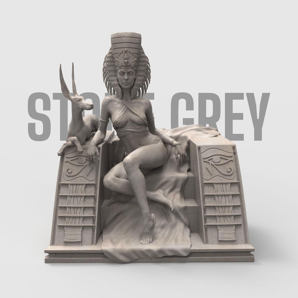 A majestic sculpture of Cleopatra seated in grace with two feline guardians at her side. Rich in Egyptian symbolism and detail, this piece evokes the mystery, power, and allure of ancient royalty. Perfect for collectors of historical or mythological art.