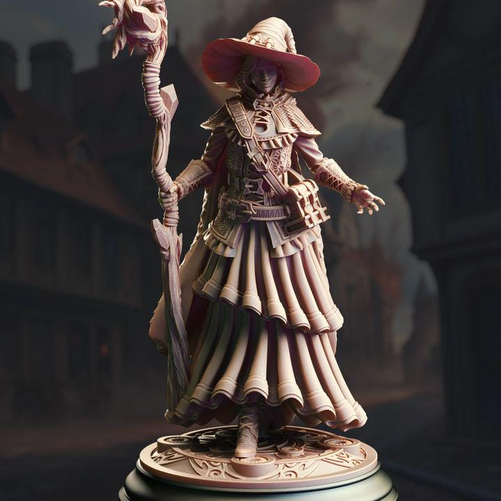 The Baldurian Inquisition by DM Stash. Highly detailed 3D miniatures featuring Lady Cirilia, Brutus Valentius, and Father McKinley, each intricately designed with unique weapons, armor, and dynamic poses.