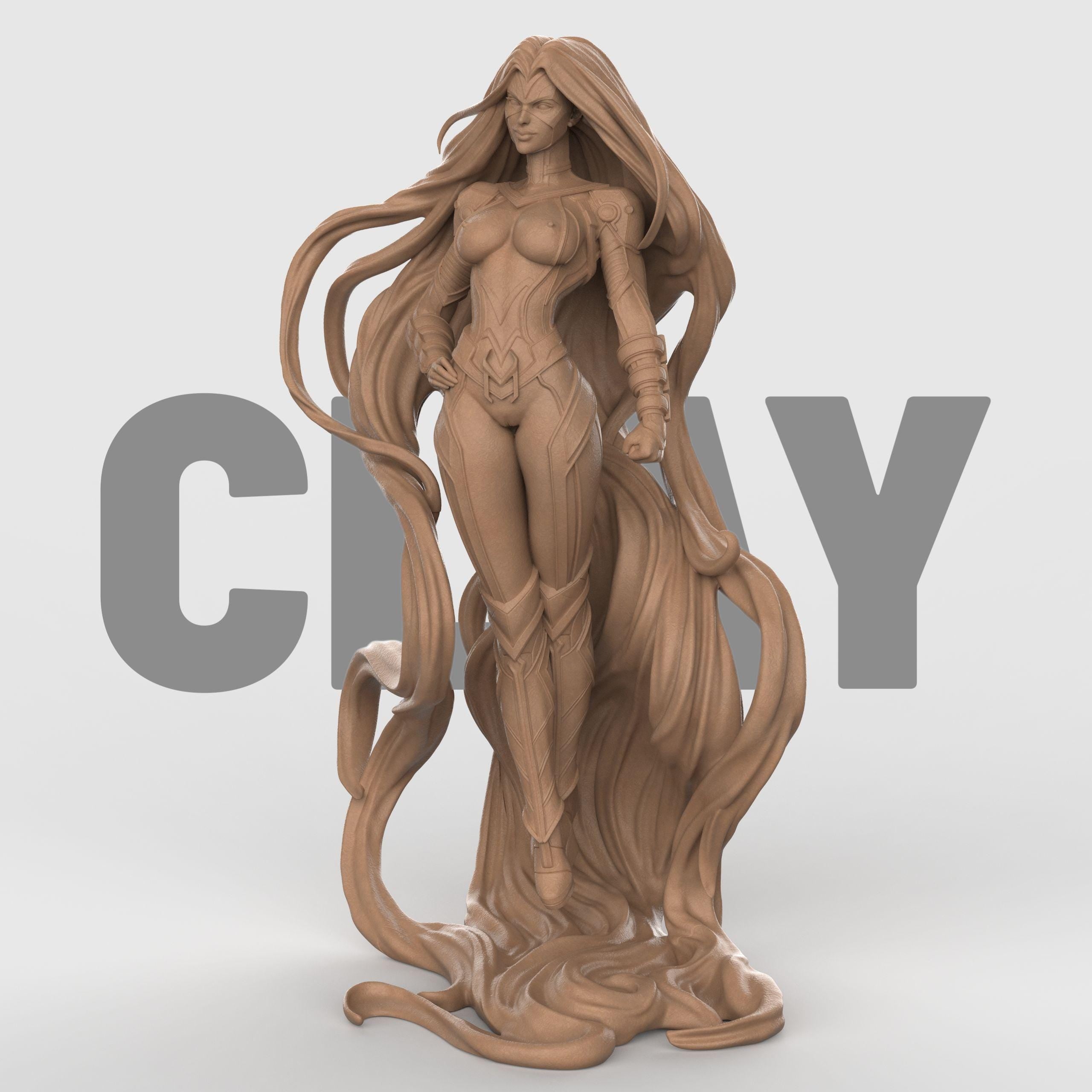 Medusa the Warrior figurine powerful female statue long flowing hair fantasy heroine resin sculpture tabletop miniature Greek mythology inspired decor