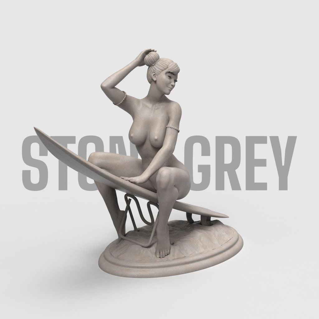 Beachside Beauty captures the carefree spirit of summer in a stunning 3D sculpture. Featuring a confident woman perched on her surfboard, this piece radiates sun-soaked charm and vintage pin-up appeal—perfect for coastal decor or collector displays.