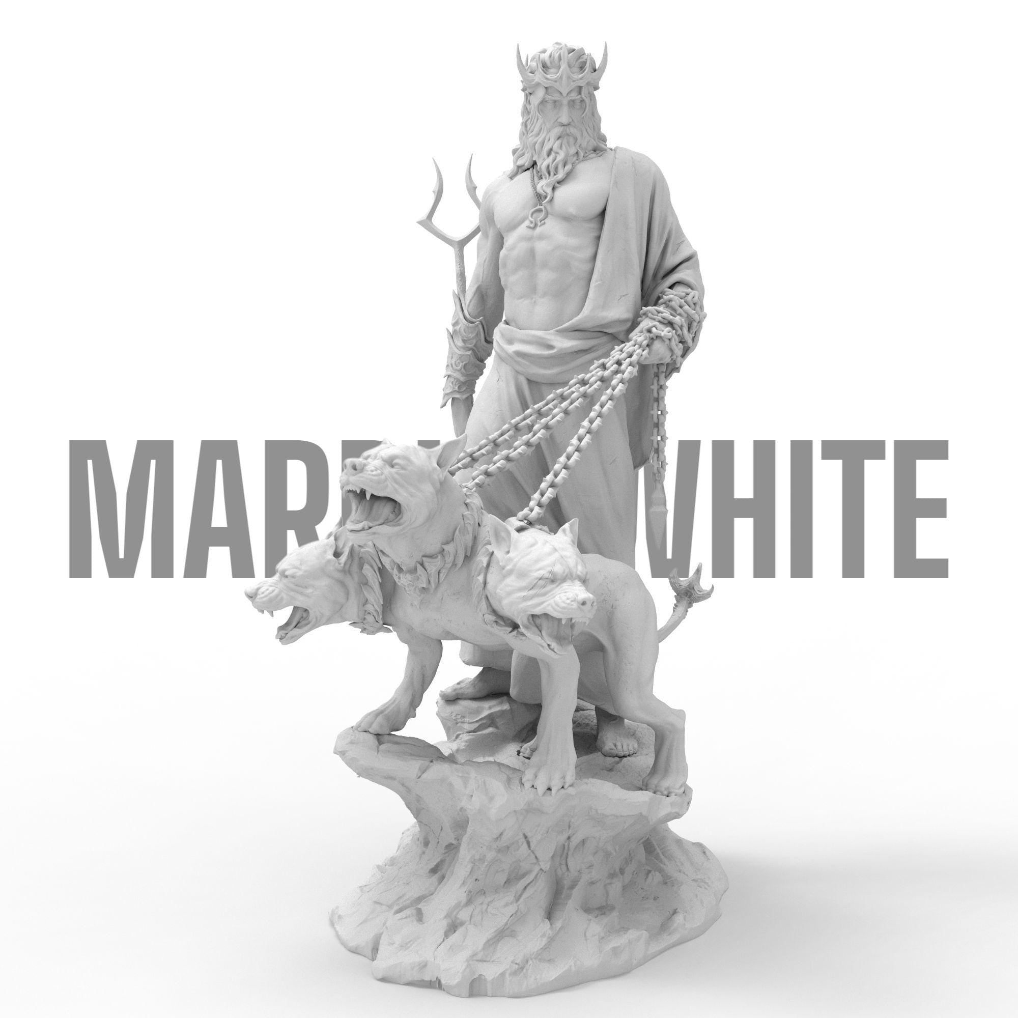 Bow before Hades, Lord of the Underworld, accompanied by the fearsome three-headed Cerberus. This powerful statue captures the might and mystery of Greek mythology—ideal for fantasy collectors and tabletop realms alike.