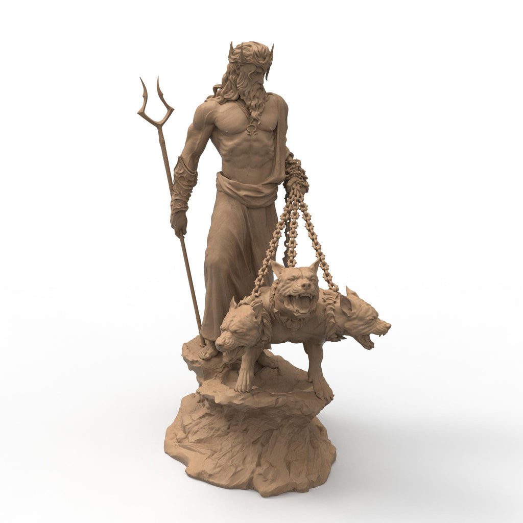 Bow before Hades, Lord of the Underworld, accompanied by the fearsome three-headed Cerberus. This powerful statue captures the might and mystery of Greek mythology—ideal for fantasy collectors and tabletop realms alike.
