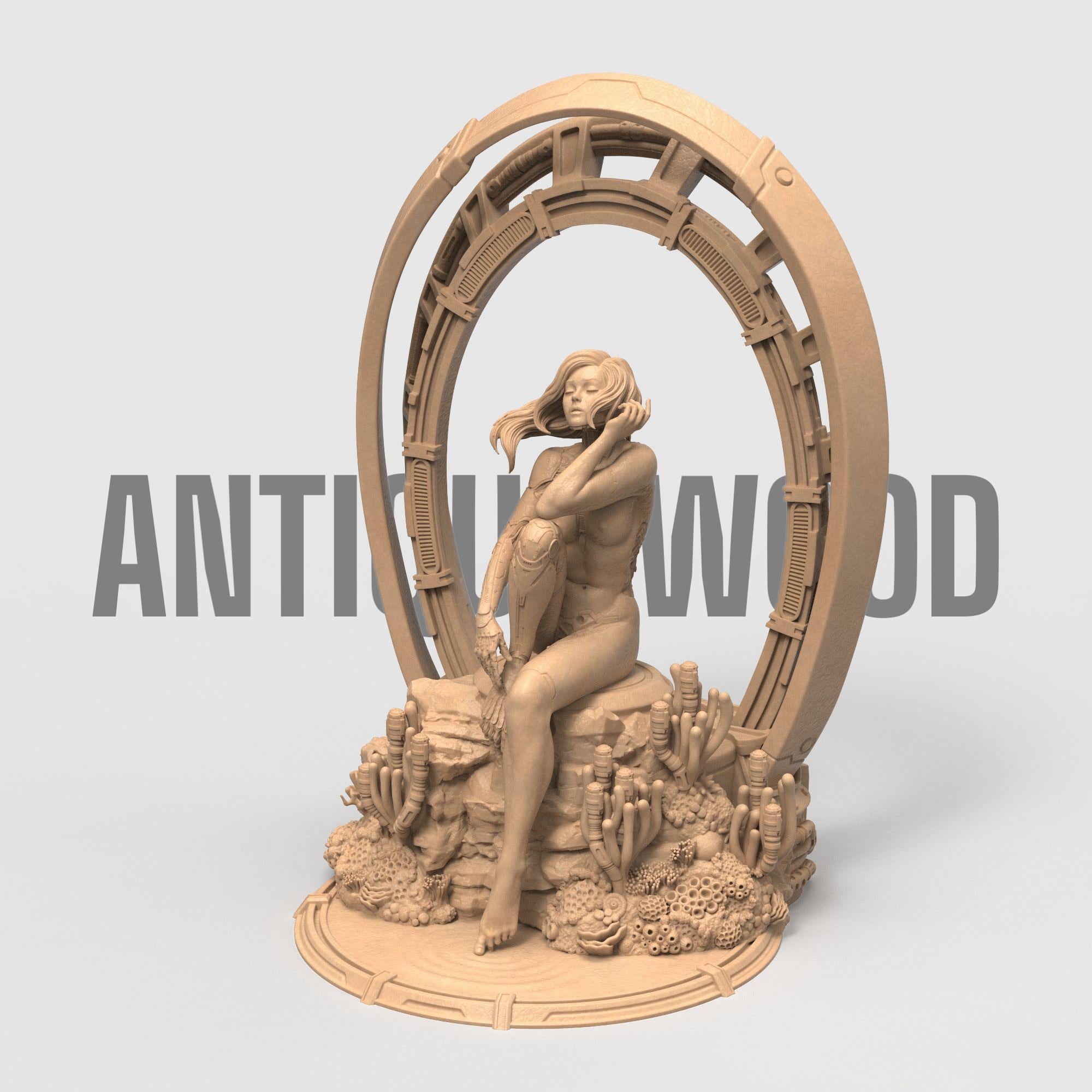 A bold fusion of humanity and machine, My Identity captures the vulnerability and strength of a cybernetic woman in serene reflection. Surrounded by coral and framed in tech, this evocative piece explores self-discovery, transformation, and the line between organic and artificial life.