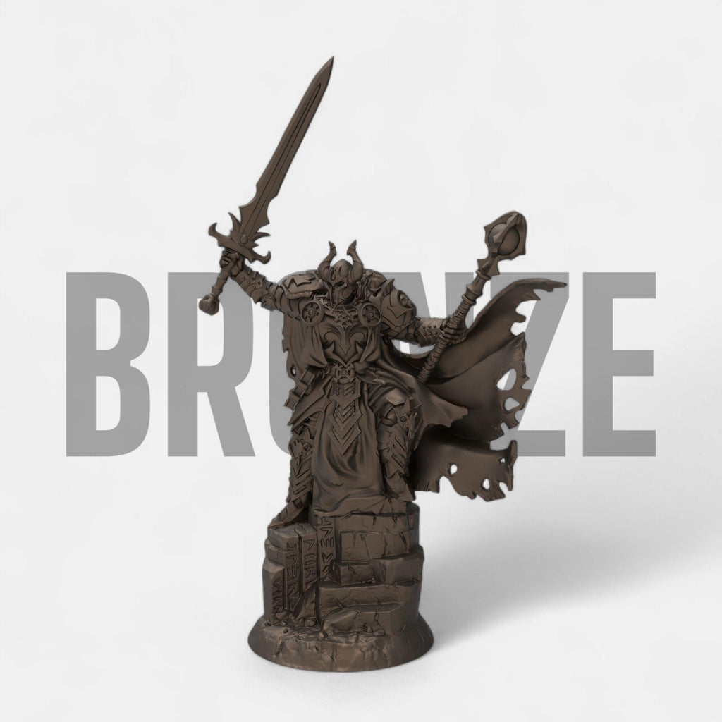 Wielding his cursed blade and arcane staff, Laeros the Deathless Knight rises once more. With torn armor, spectral eyes, and a commanding pose atop crumbling ruins, this dark warlord makes a formidable centerpiece. Crafted for collectors and fantasy enthusiasts, this figure embodies the power of undeath and vengeance.