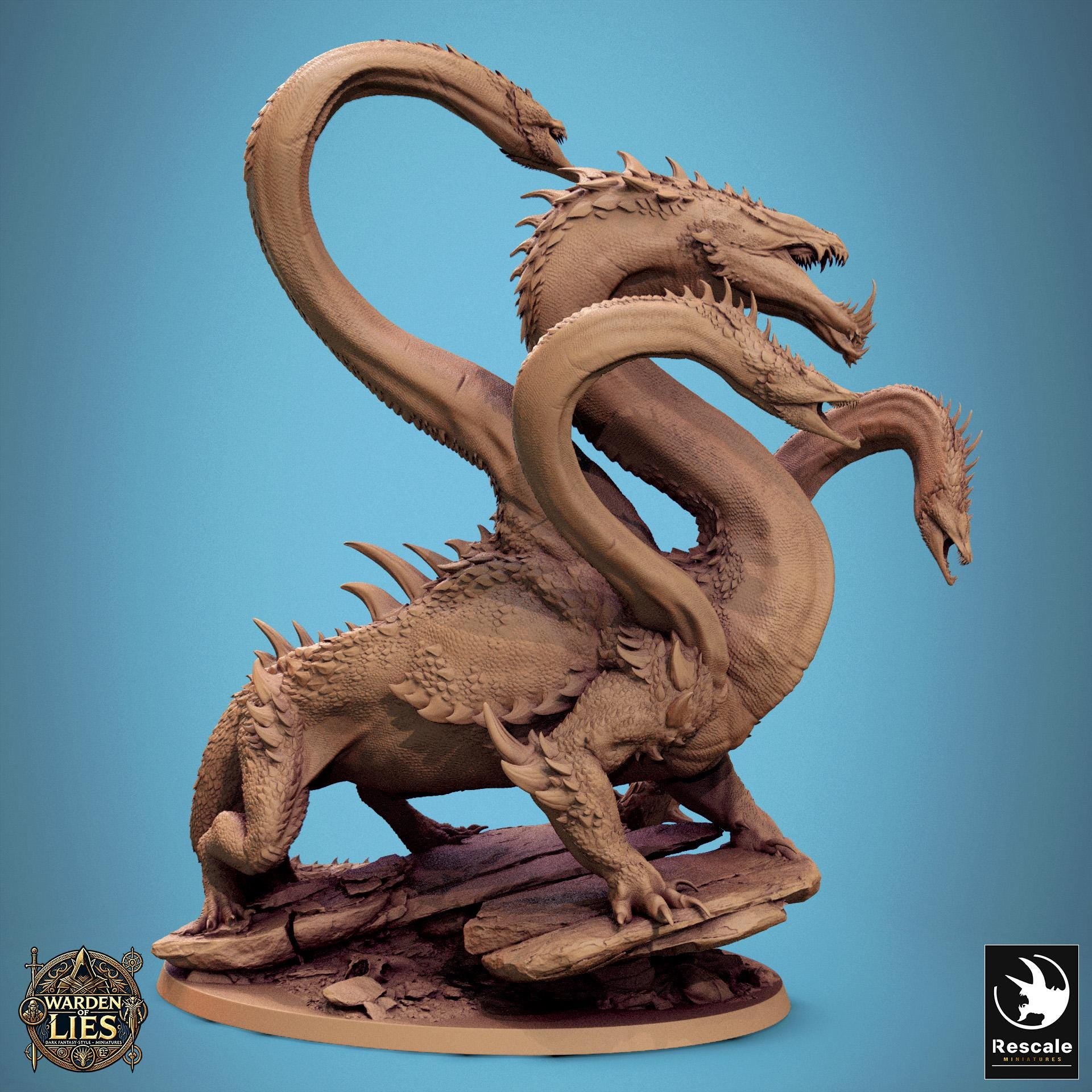 NoxHydra is a colossal multi-headed dragon, each serpentine neck poised to strike. Its scales ripple with menace, and its stance atop jagged rock radiates raw power. Perfect for epic tabletop battles or collectors of legendary beasts.