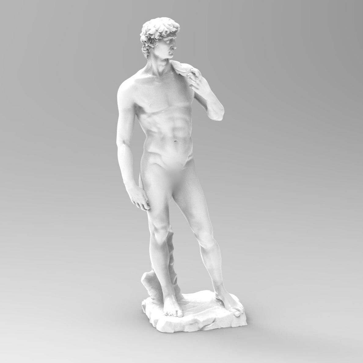 Detailed statuette of Michelangelo David, capturing the Renaissance masterpiece’s iconic pose and intricate anatomy. A timeless representation of classical art and human beauty.