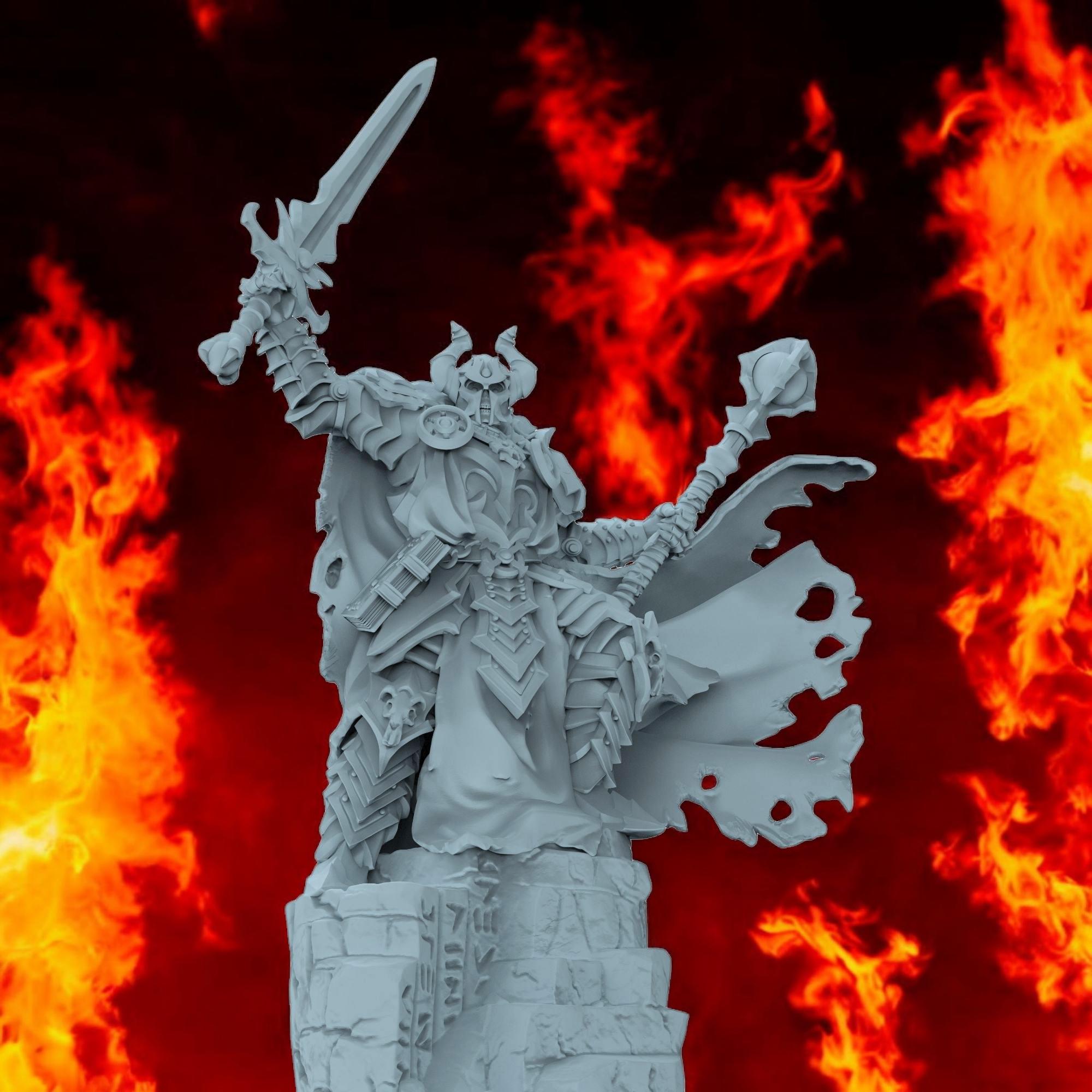 Wielding his cursed blade and arcane staff, Laeros the Deathless Knight rises once more. With torn armor, spectral eyes, and a commanding pose atop crumbling ruins, this dark warlord makes a formidable centerpiece. Crafted for collectors and fantasy enthusiasts, this figure embodies the power of undeath and vengeance.