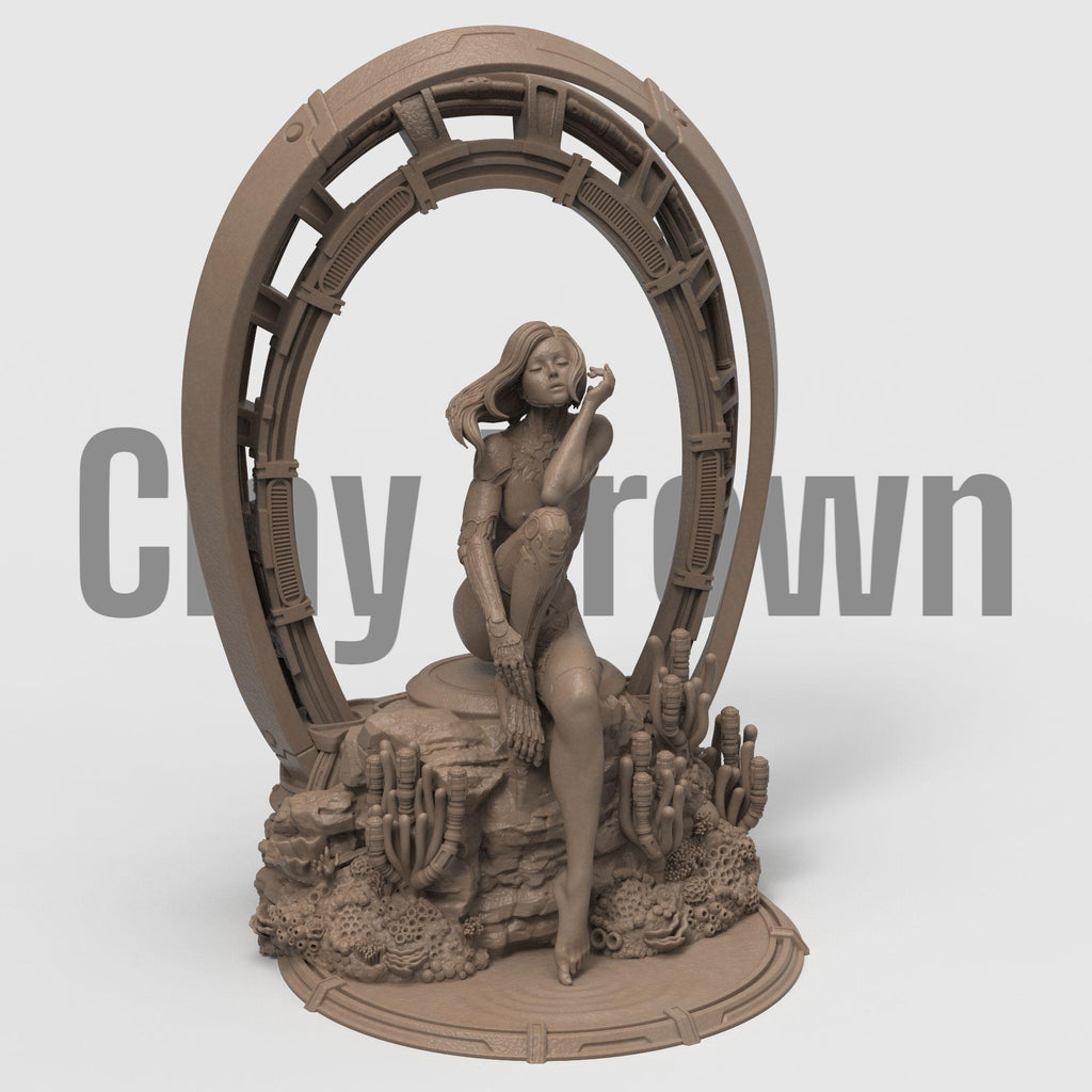 A bold fusion of humanity and machine, My Identity captures the vulnerability and strength of a cybernetic woman in serene reflection. Surrounded by coral and framed in tech, this evocative piece explores self-discovery, transformation, and the line between organic and artificial life.