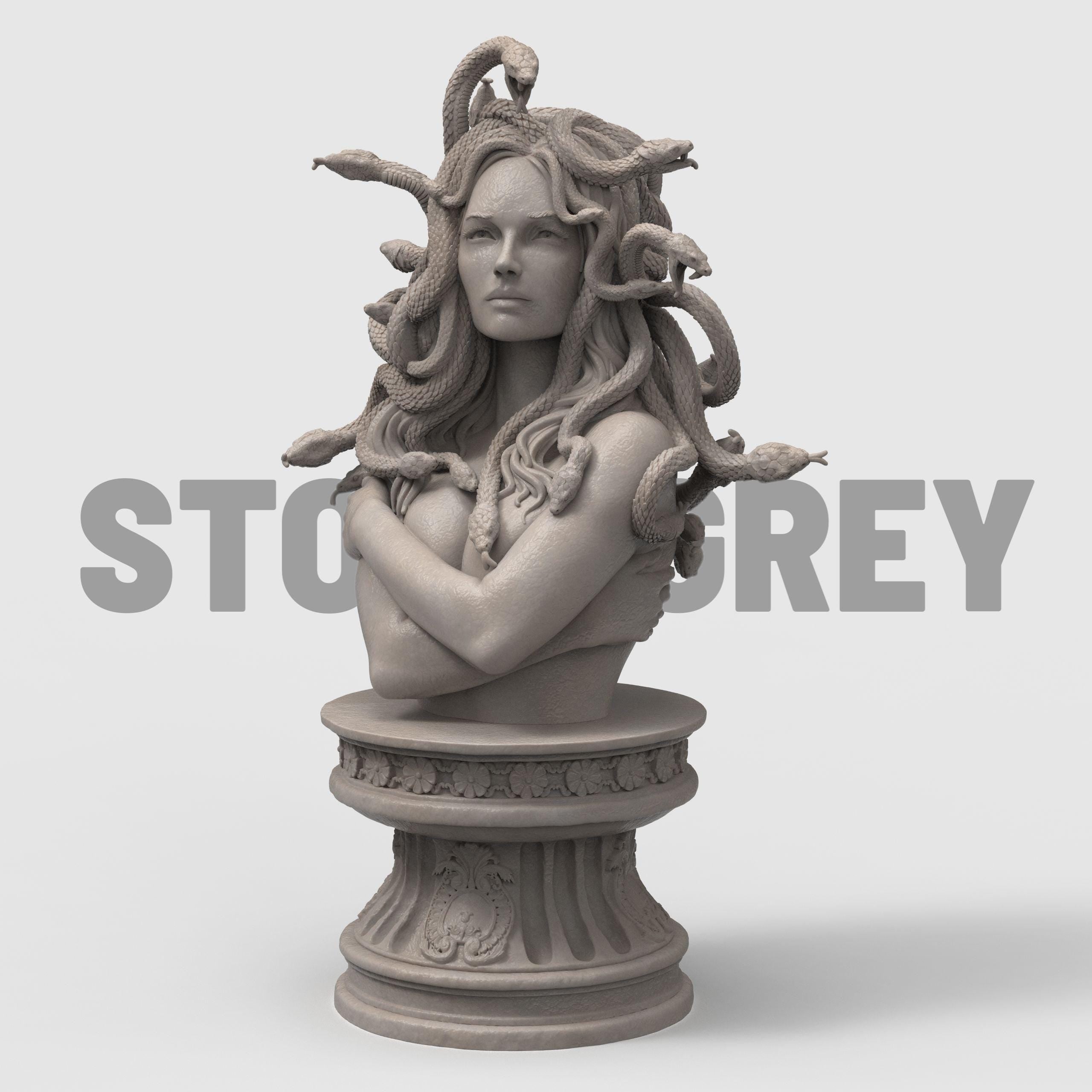 Medusa bust sculpture snake hair mythological woman detailed resin statue Greek mythology decor fantasy tabletop collectible