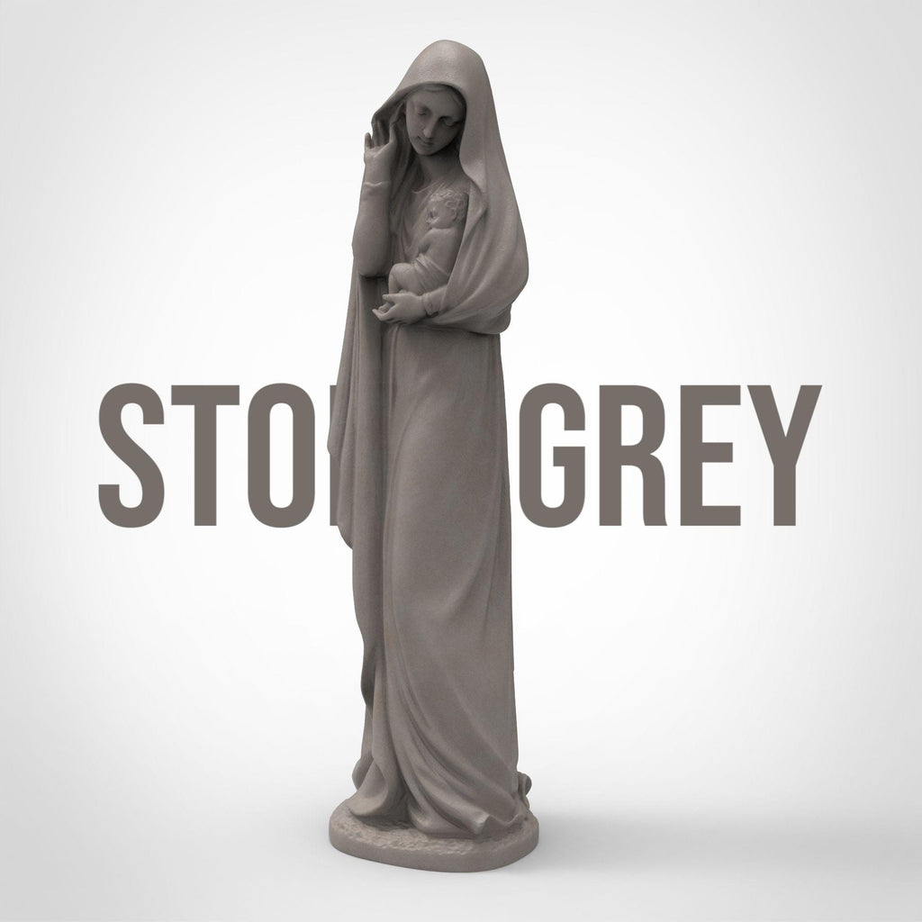 Graceful and serene, this Virgin Mary statuette captures a tender moment of maternal love. Cloaked in flowing robes and cradling baby Jesus, it&#39;s a symbol of purity and peace—perfect for sacred spaces, spiritual gifts, or heartfelt décor.