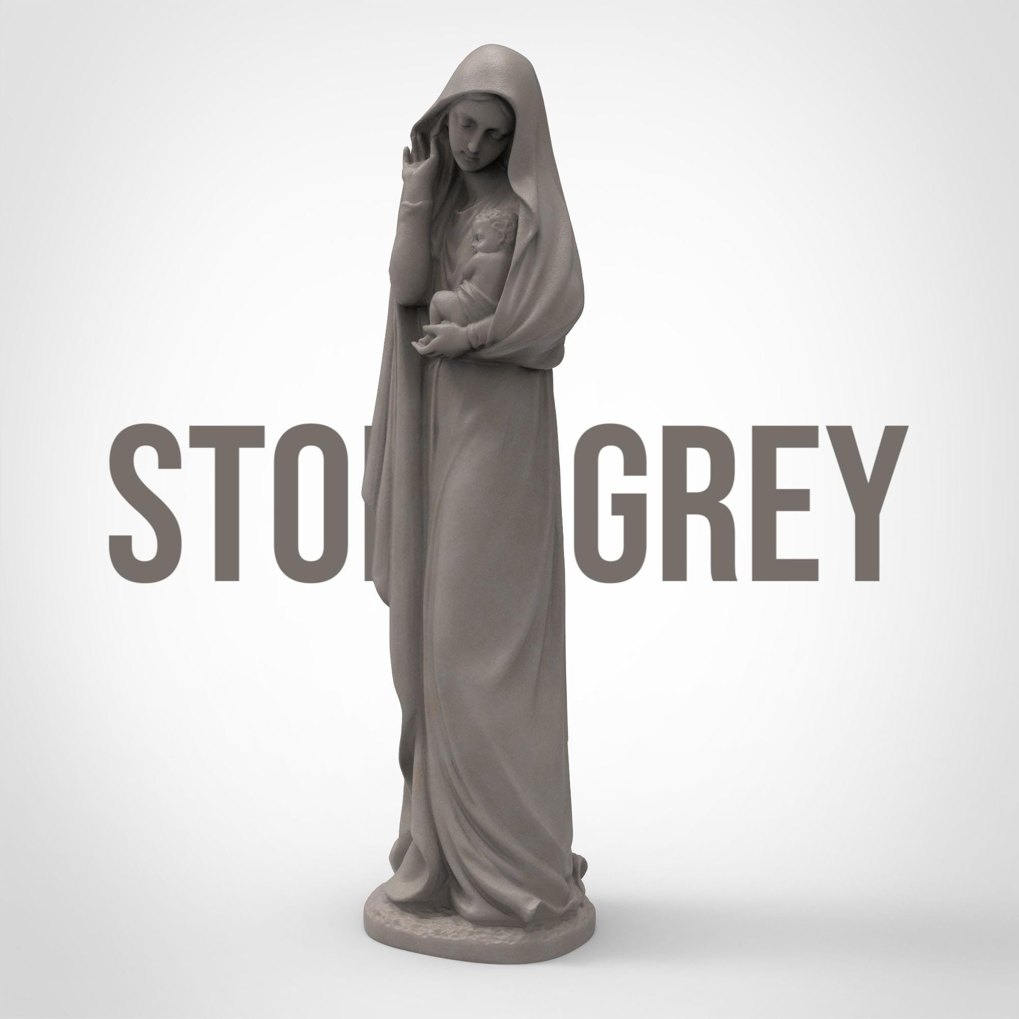 Graceful and serene, this Virgin Mary statuette captures a tender moment of maternal love. Cloaked in flowing robes and cradling baby Jesus, it&#39;s a symbol of purity and peace—perfect for sacred spaces, spiritual gifts, or heartfelt décor.