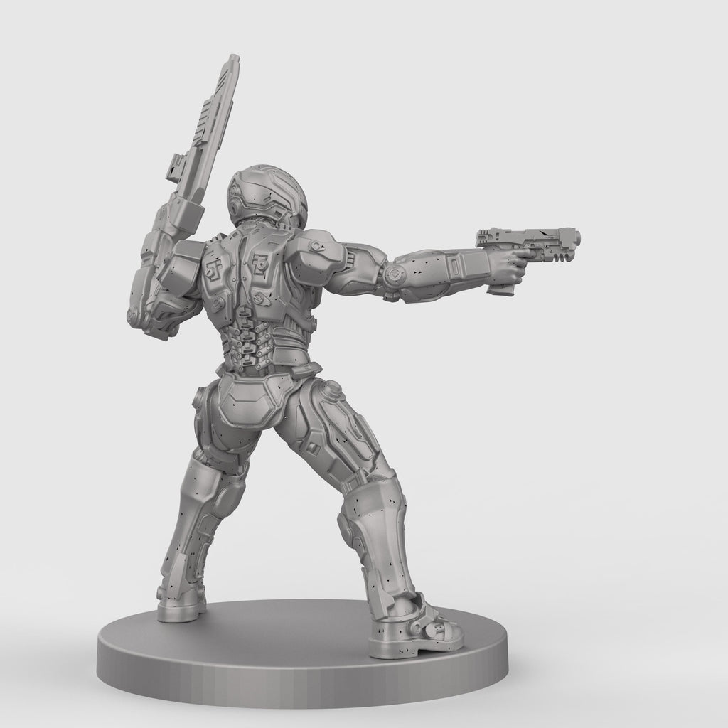 Cop Robo miniature figurine armed robot police statue futuristic sci-fi law enforcer cyberpunk resin model collectible tabletop game accessory.