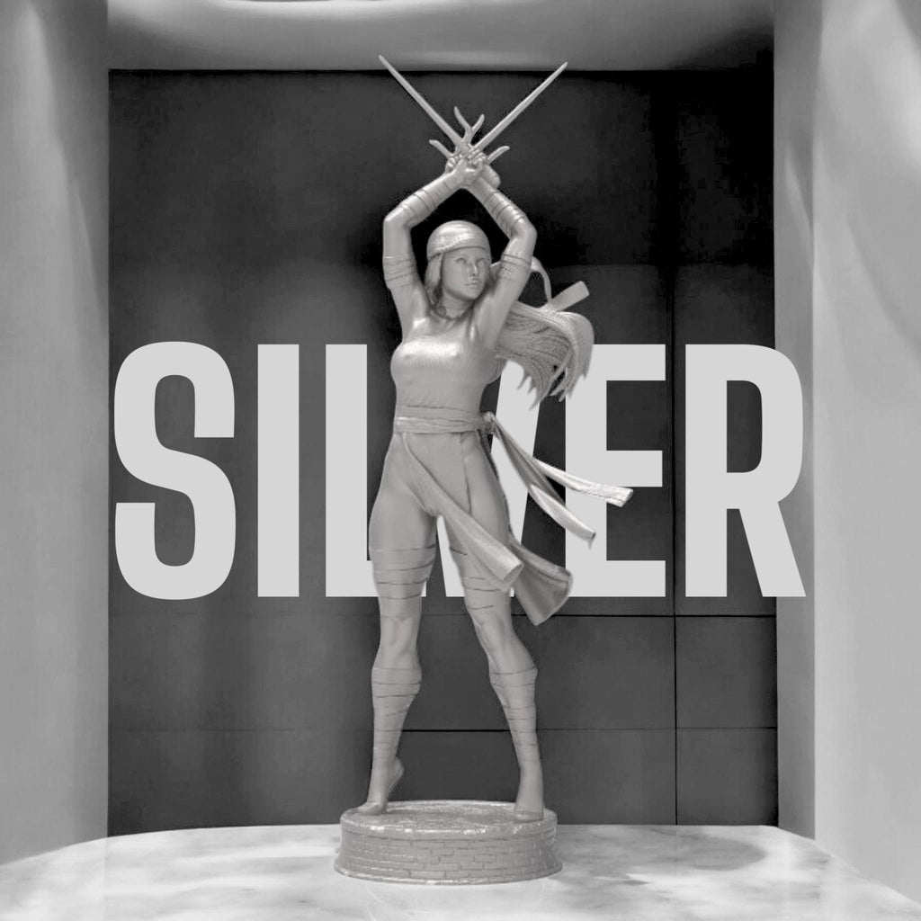 Elektra strikes a fierce pose, dual blades drawn and ready. With flowing garments and a deadly stance, she embodies precision and power. A perfect blend of elegance and lethality, this miniature captures the spirit of a skilled warrior in motion.