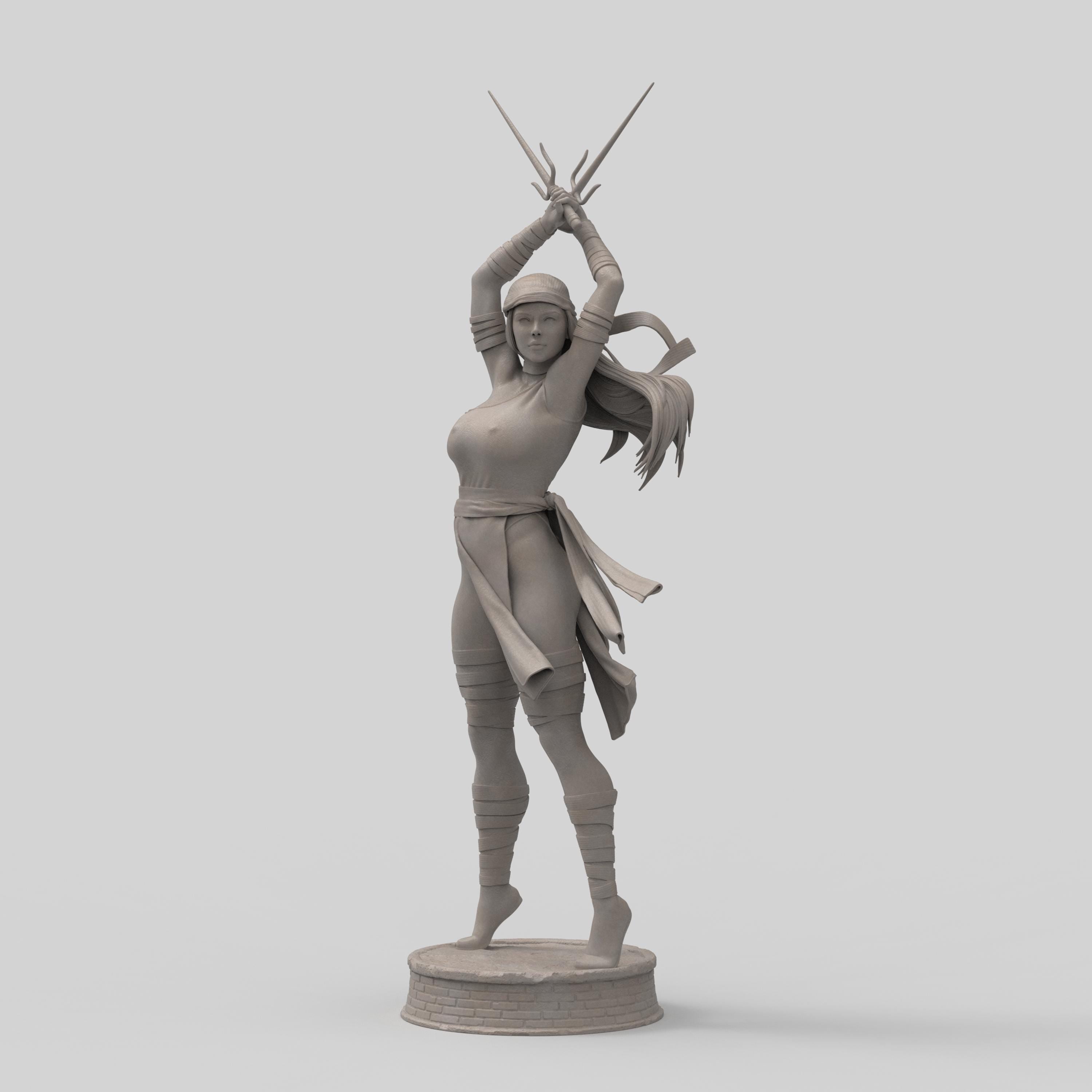 Elektra strikes a fierce pose, dual blades drawn and ready. With flowing garments and a deadly stance, she embodies precision and power. A perfect blend of elegance and lethality, this miniature captures the spirit of a skilled warrior in motion.