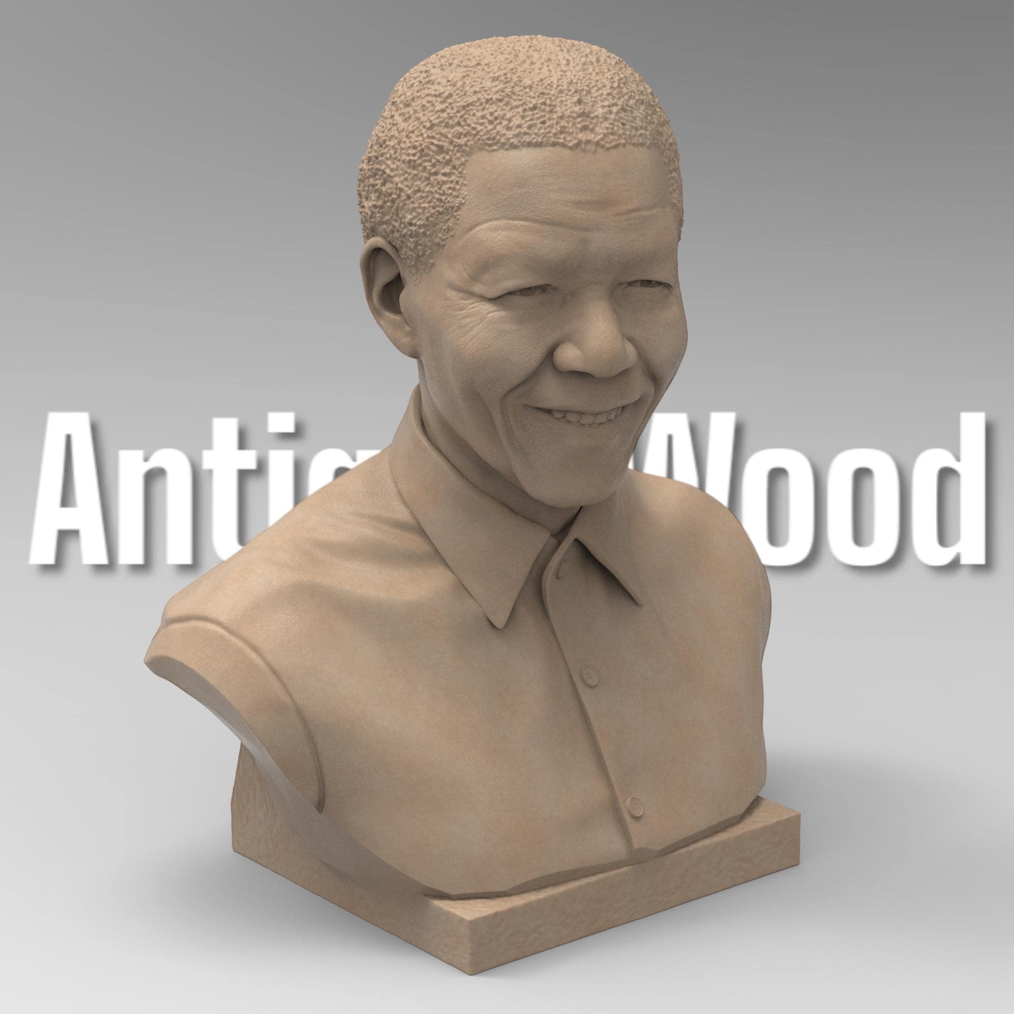Nelson Mandela bust sculpture showcasing his warm smile and distinguished features. A tribute to the iconic leader, symbolizing resilience, justice, and peace.