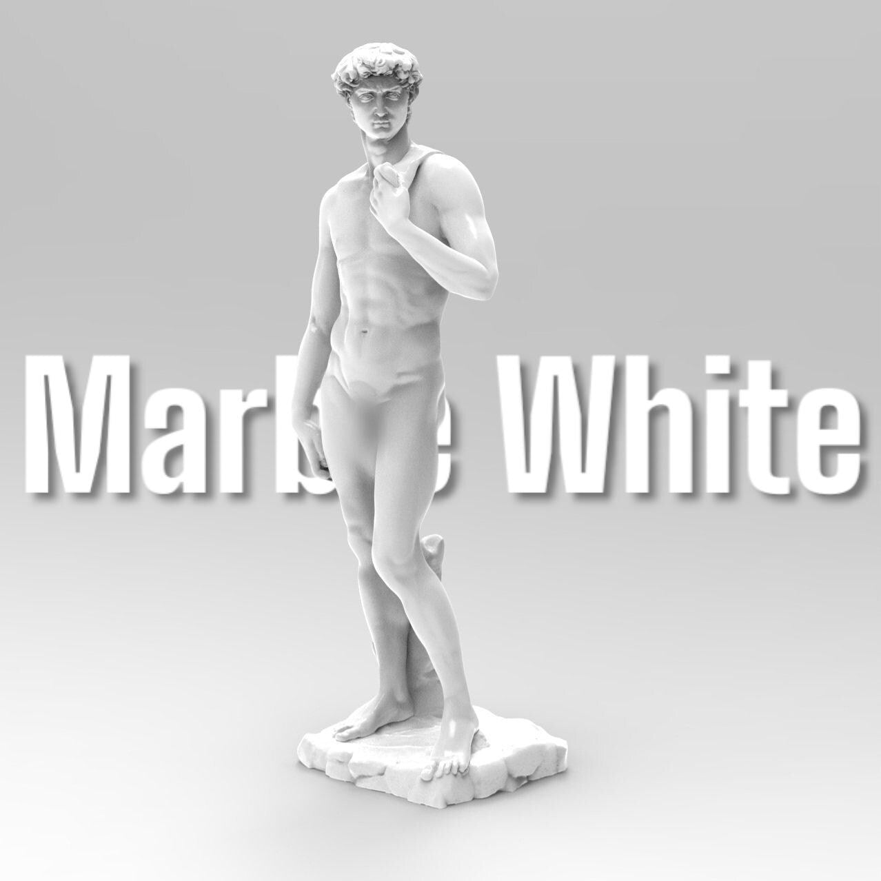 Detailed statuette of Michelangelo David, capturing the Renaissance masterpiece’s iconic pose and intricate anatomy. A timeless representation of classical art and human beauty.