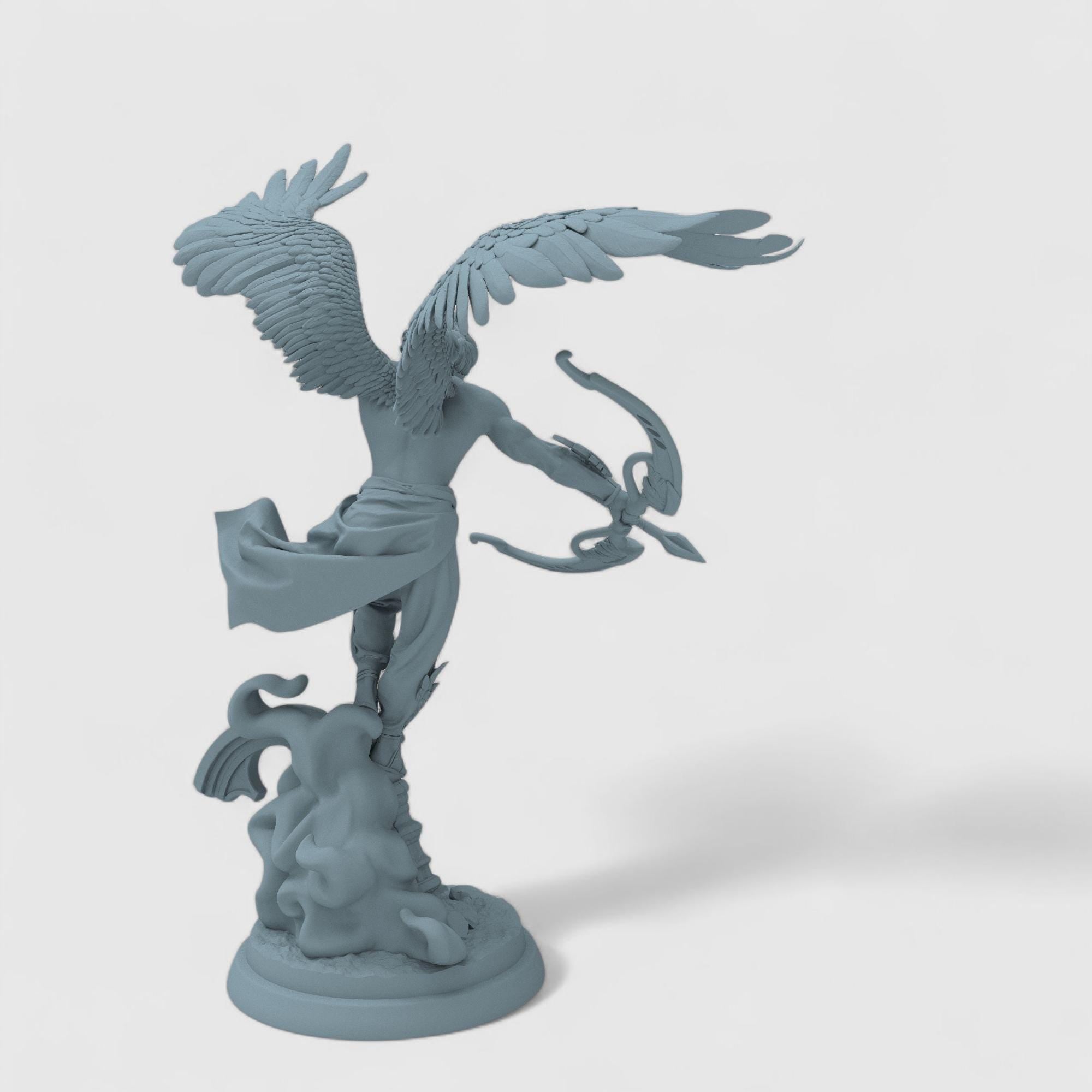 A majestic Angel Archer caught in mid-flight, bow drawn and wings spread wide. This dynamic sculpture blends divine elegance with heroic strength, perfect for fantasy lovers and collectors. Available painted or unpainted in multiple sizes.