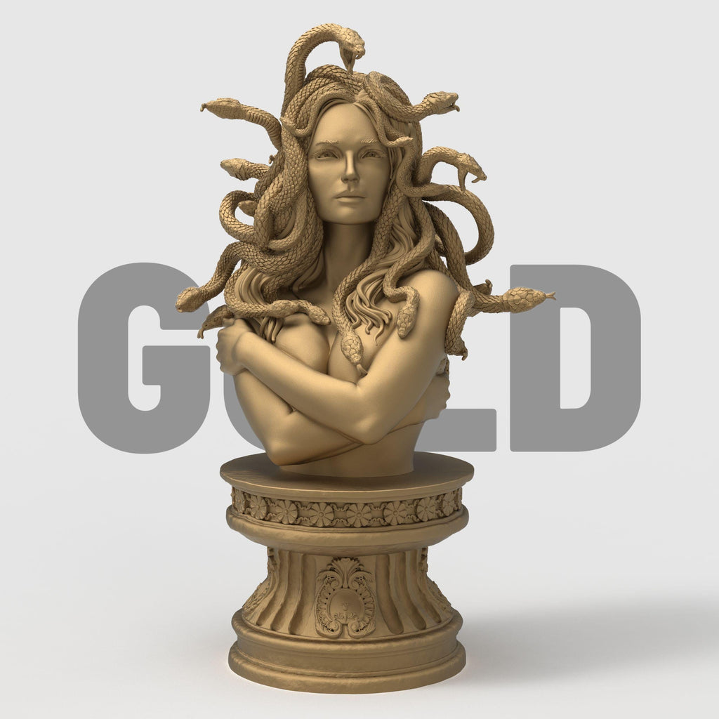 Medusa bust sculpture snake hair mythological woman detailed resin statue Greek mythology decor fantasy tabletop collectible