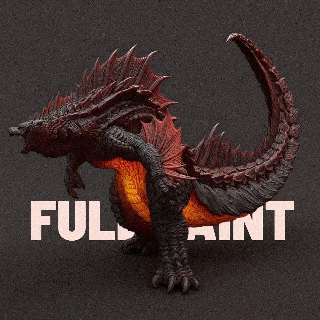 3D-printed Godzilla Reborn figurine featuring a fierce, fire-infused design with glowing red and orange accents along its spine and belly. The detailed sculpt captures the creature’s powerful stance, textured scales, and roaring expression — a striking tribute to the legendary monster, perfect for collectors and kaiju fans.