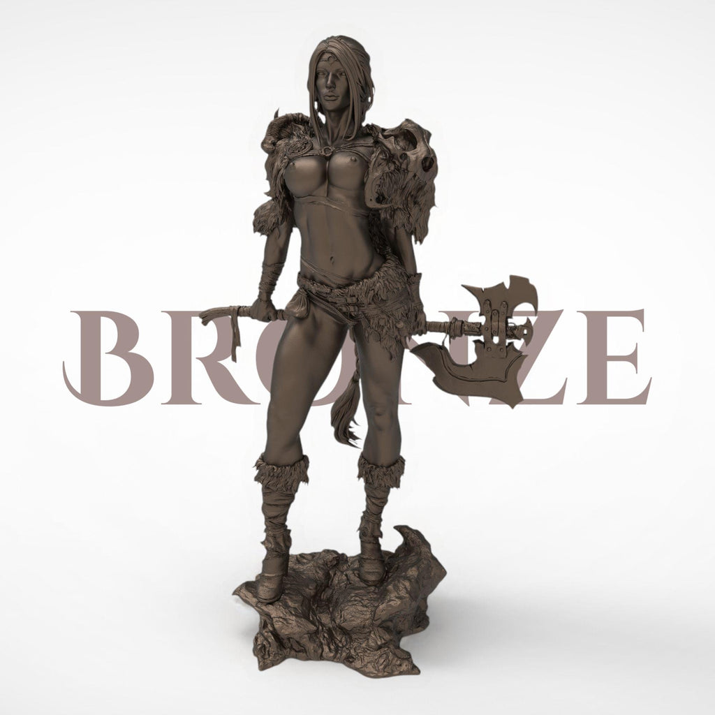 Embodying raw power and primal grace, Seraphyne the Untamed commands attention with every detail—from her battle-worn axe to the feral beauty of her fur-lined armor. A fierce guardian of nature and freedom, sculpted to stand tall in any collection.