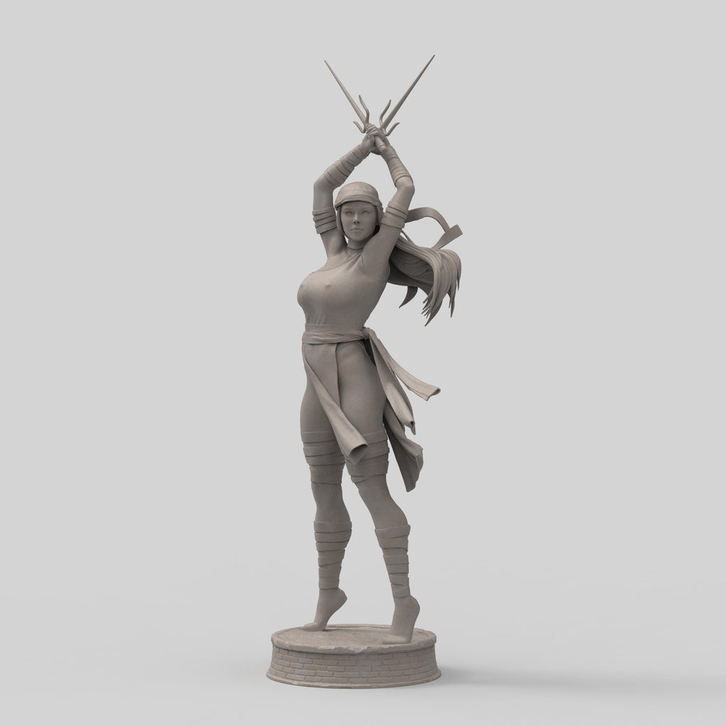 Elektra strikes a fierce pose, dual blades drawn and ready. With flowing garments and a deadly stance, she embodies precision and power. A perfect blend of elegance and lethality, this miniature captures the spirit of a skilled warrior in motion.