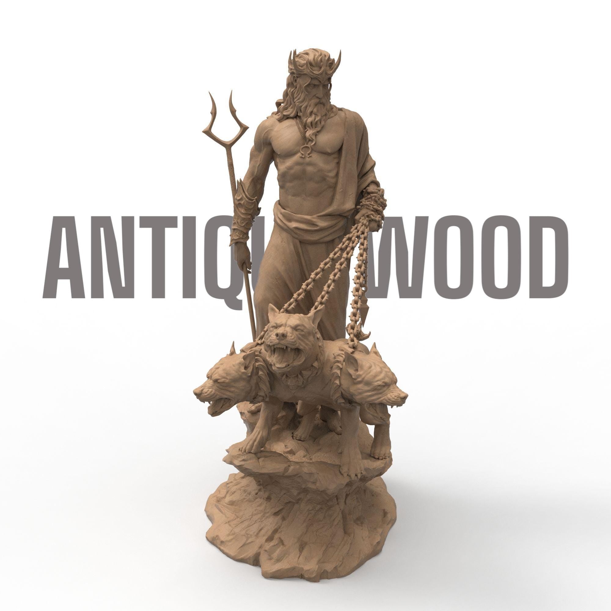 Bow before Hades, Lord of the Underworld, accompanied by the fearsome three-headed Cerberus. This powerful statue captures the might and mystery of Greek mythology—ideal for fantasy collectors and tabletop realms alike.
