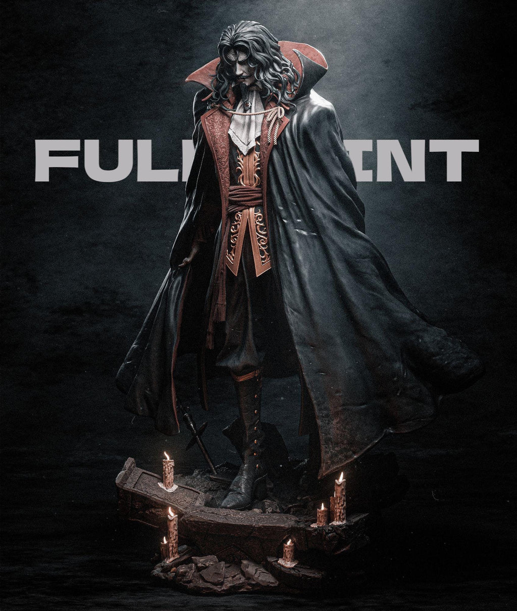 Commanding and sinister, our Dracula sculpture channels the dark majesty of the legendary vampire lord. Cloaked in regal armor and standing amid shattered ruins, this hand-painted or unpainted piece is perfect for gothic collectors and fantasy lovers.