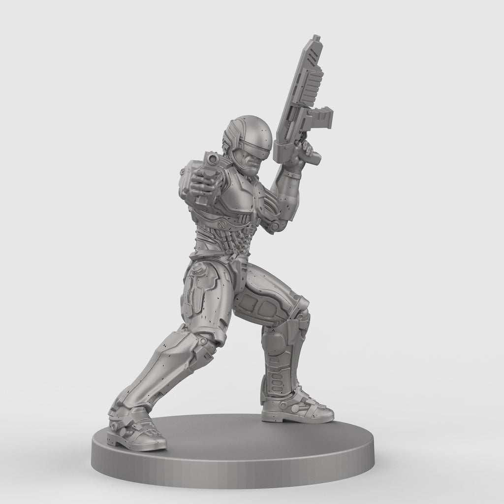 Cop Robo miniature figurine armed robot police statue futuristic sci-fi law enforcer cyberpunk resin model collectible tabletop game accessory.