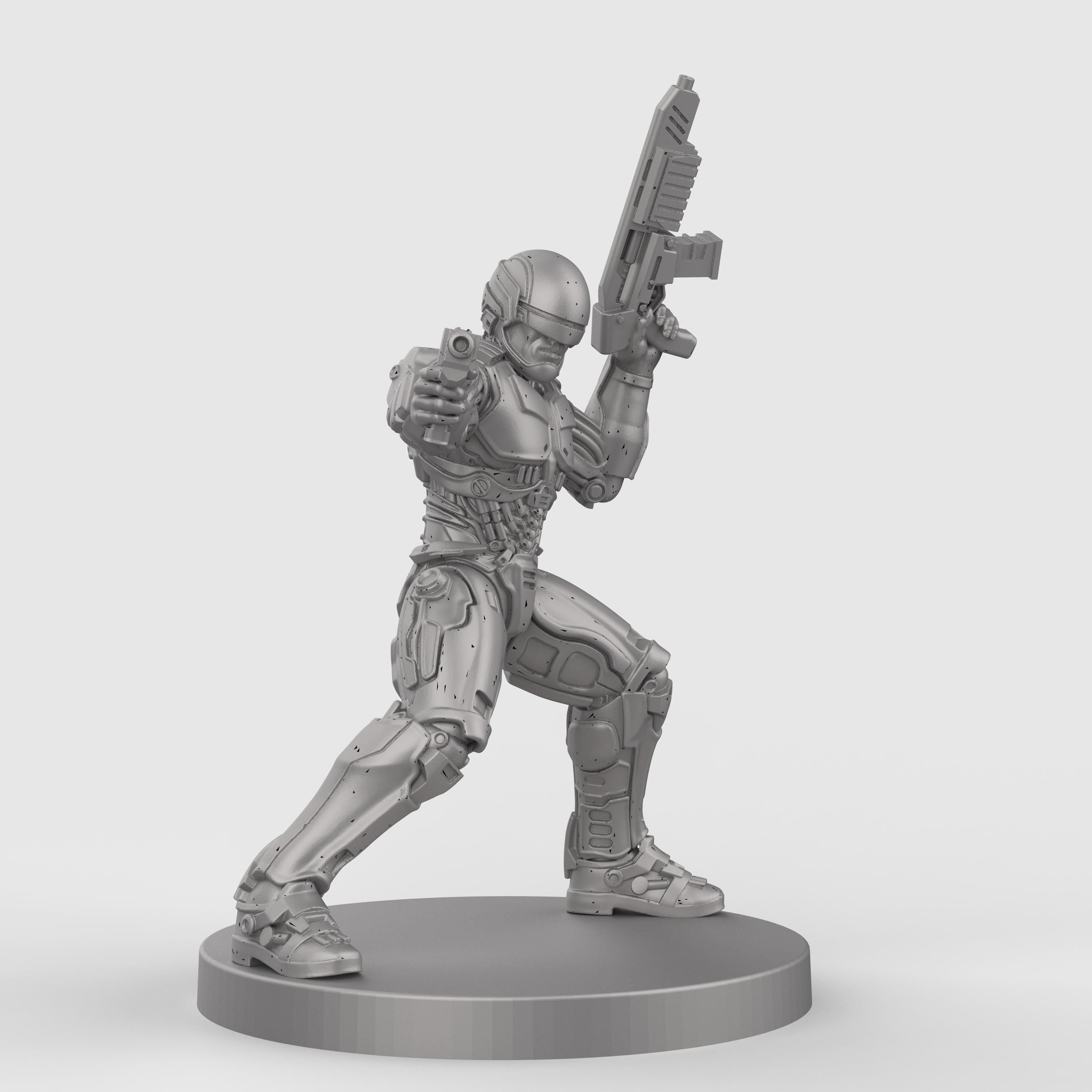 Cop Robo miniature figurine armed robot police statue futuristic sci-fi law enforcer cyberpunk resin model collectible tabletop game accessory.