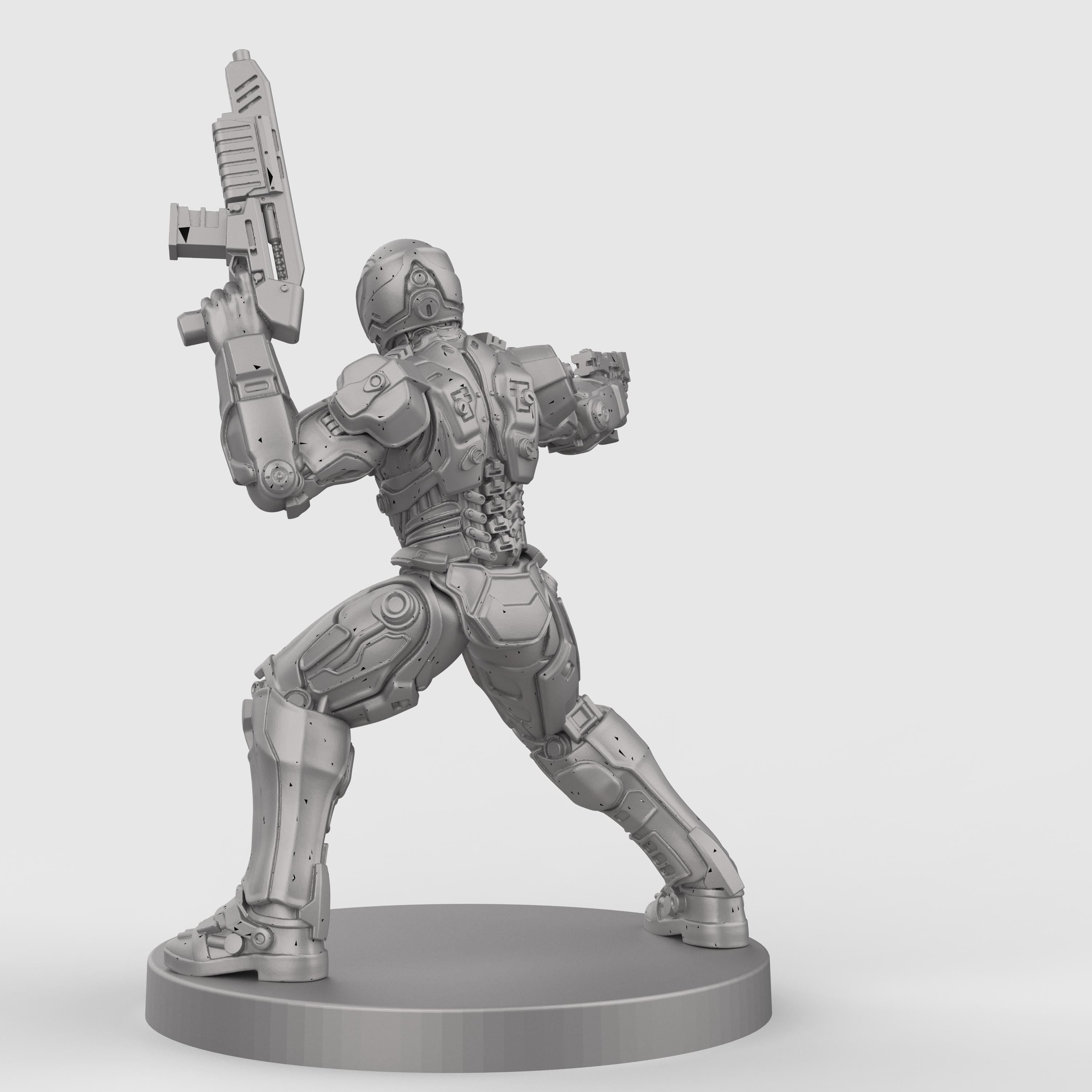 Cop Robo miniature figurine armed robot police statue futuristic sci-fi law enforcer cyberpunk resin model collectible tabletop game accessory.